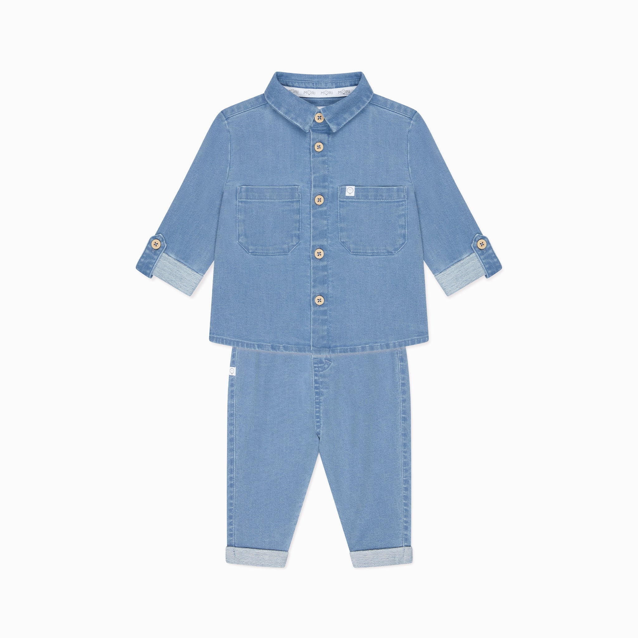 Baby Denim Shirt & Joggers Outfit - Image 2