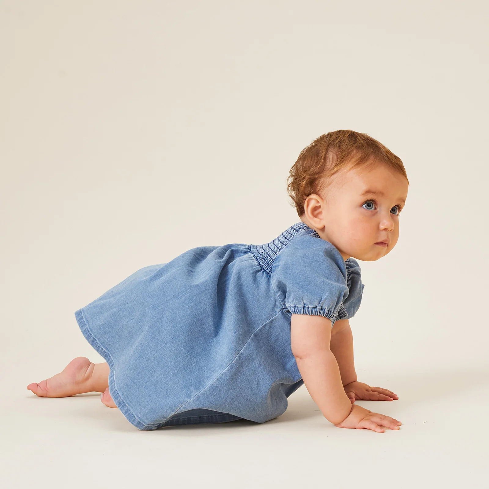 Baby Denim Smocked Dress - Image 3