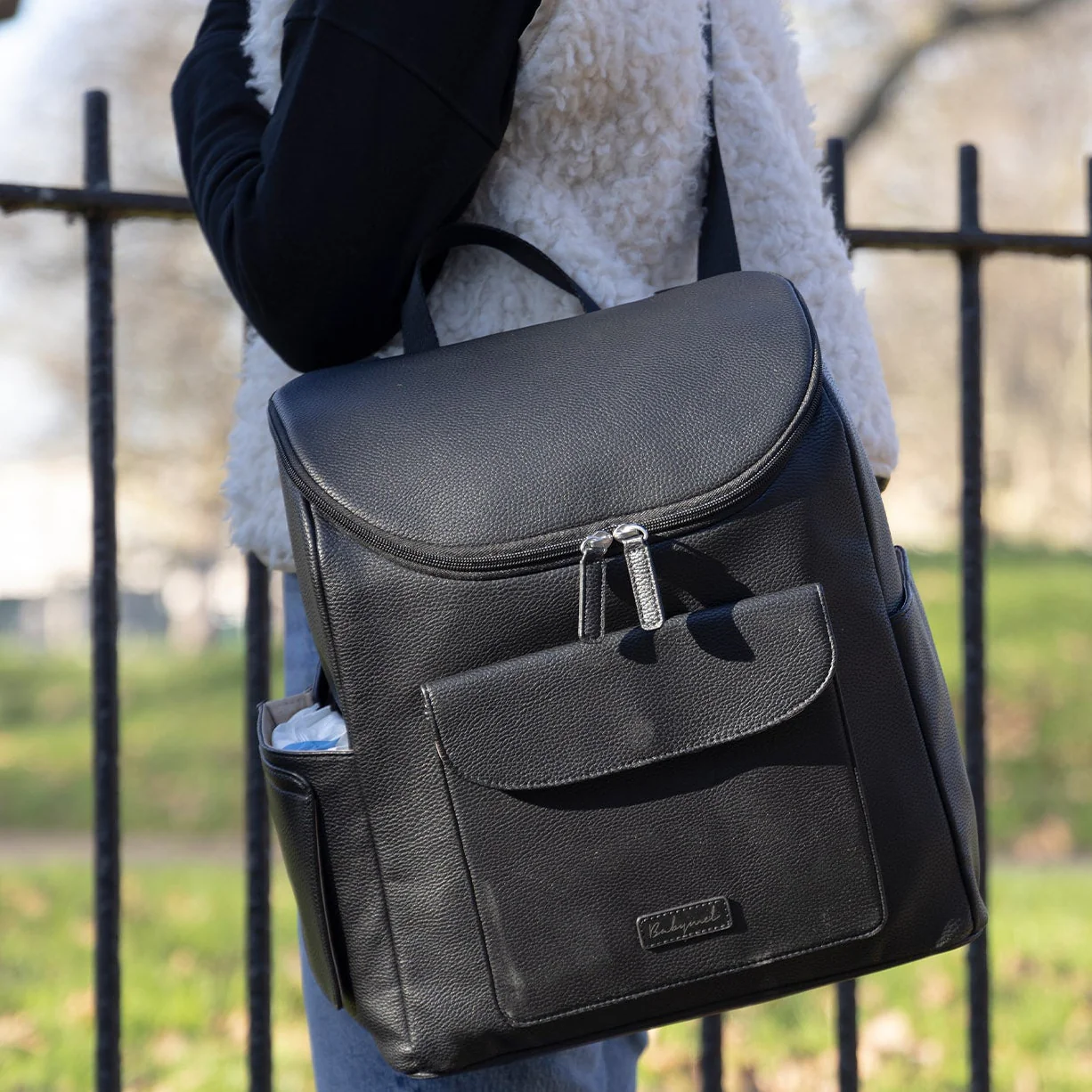 Babymel Lennox Vegan Leather Convertible Changing Backpack - Black - Image 5