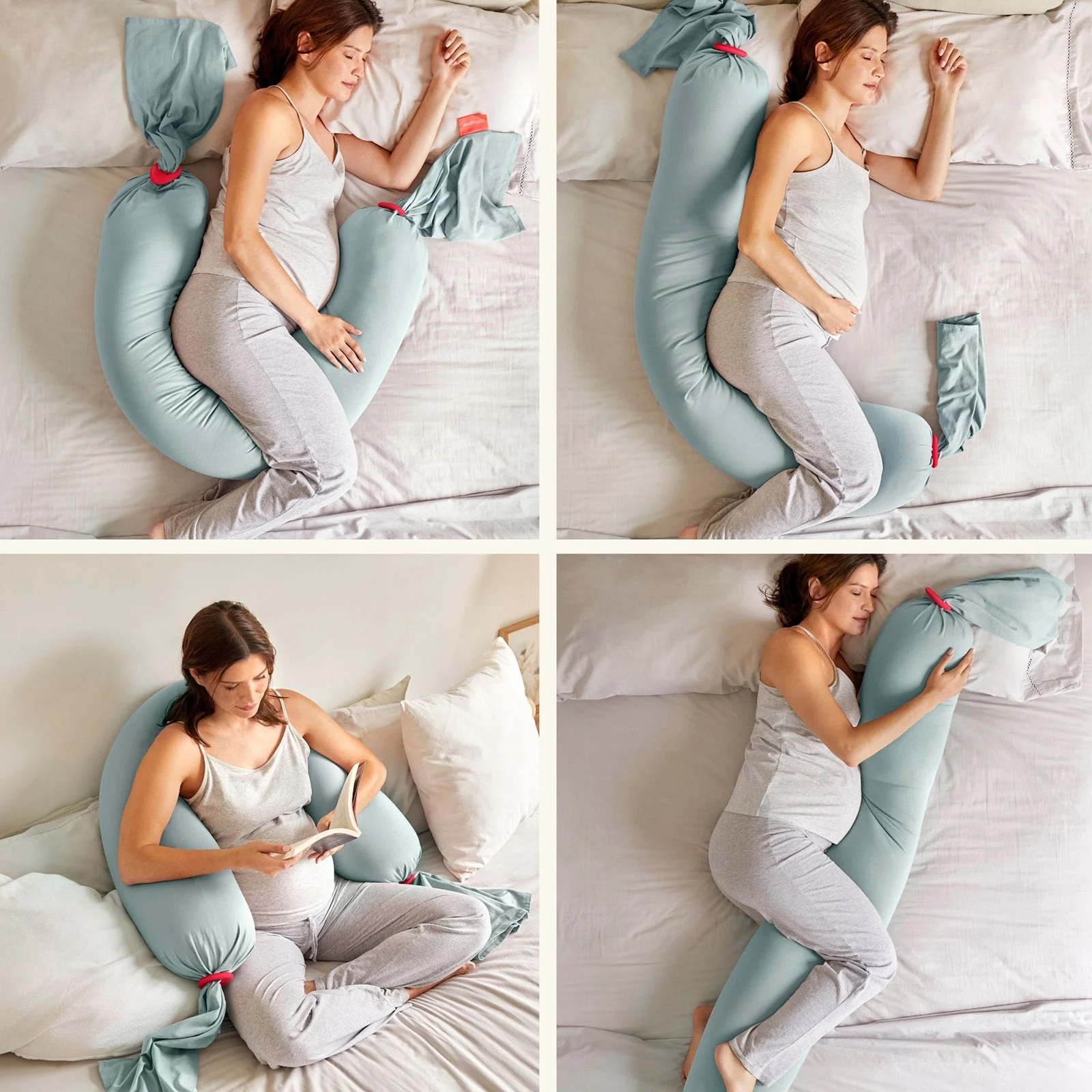 bbhugme Pregnancy Pillow - Eucalyptus & Coral - Image 2