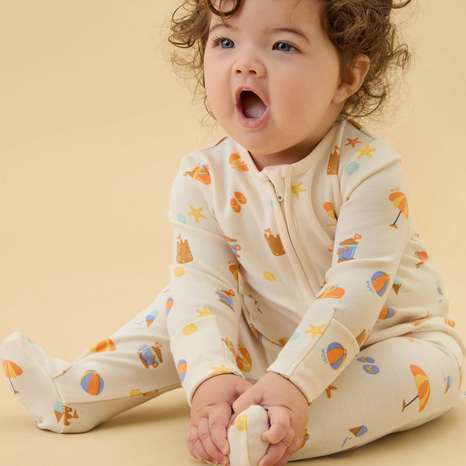 Beach Day & Blue Stripe Clever Zip Sleepsuit 2 Pack - Image 2