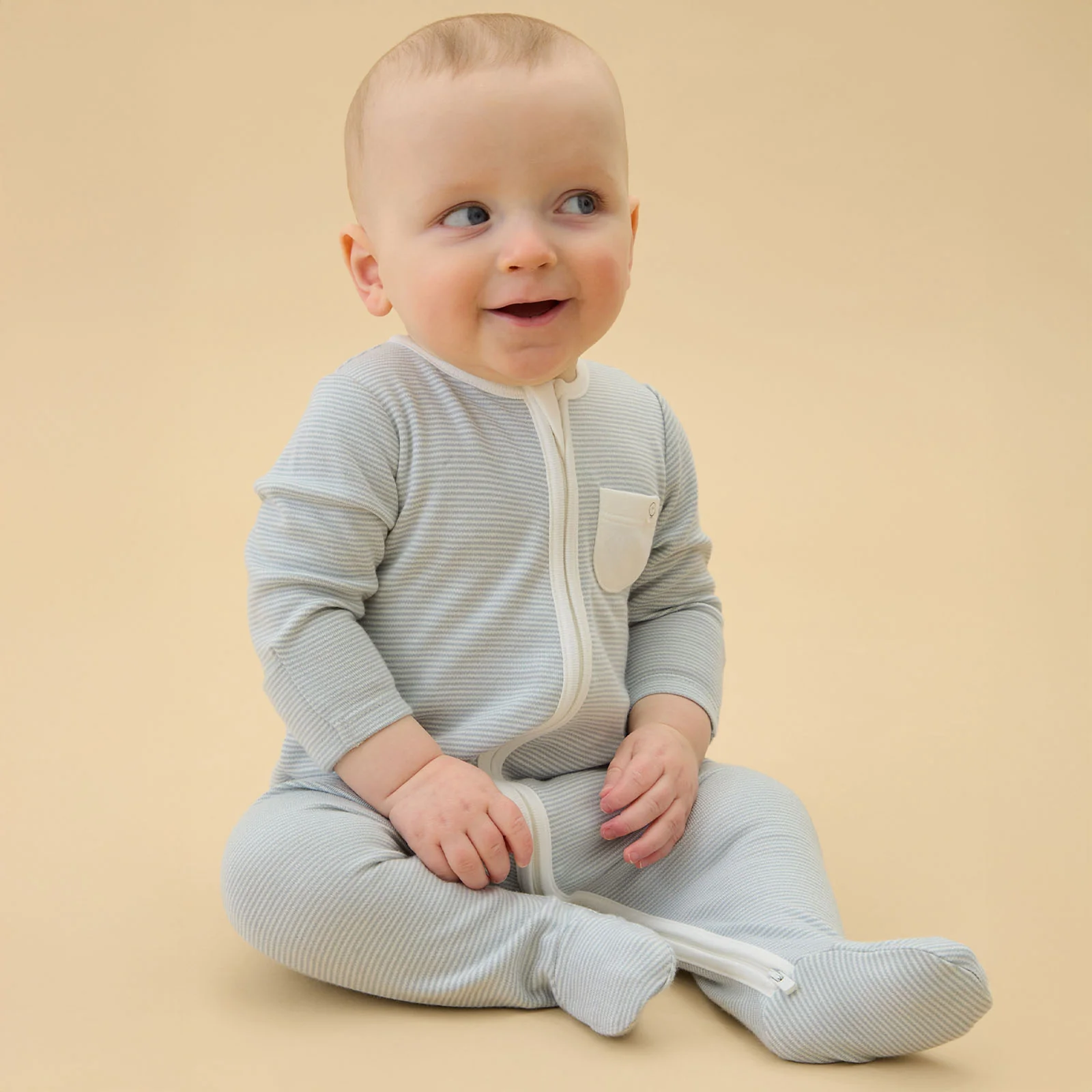 Beach Day & Blue Stripe Clever Zip Sleepsuit 2 Pack - Image 3