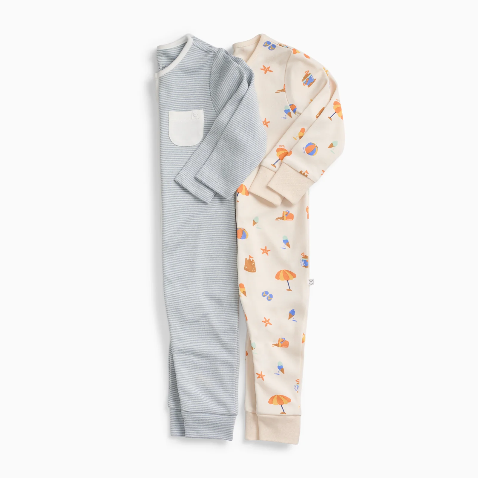 Beach Day & Blue Stripe Clever Zip Sleepsuit 2 Pack - Image 4