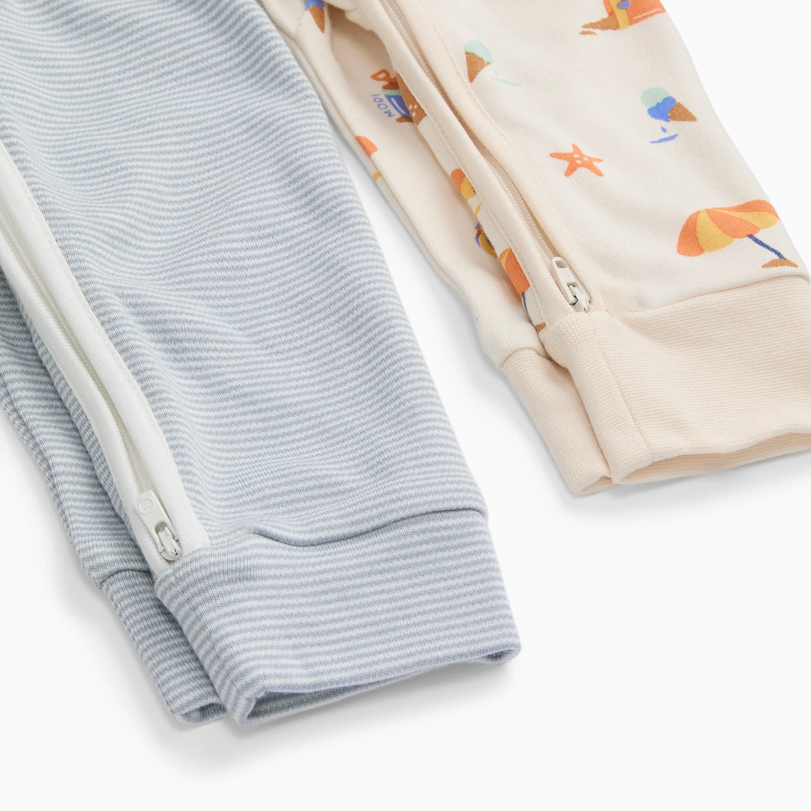 Beach Day & Blue Stripe Clever Zip Sleepsuit 2 Pack - Image 5