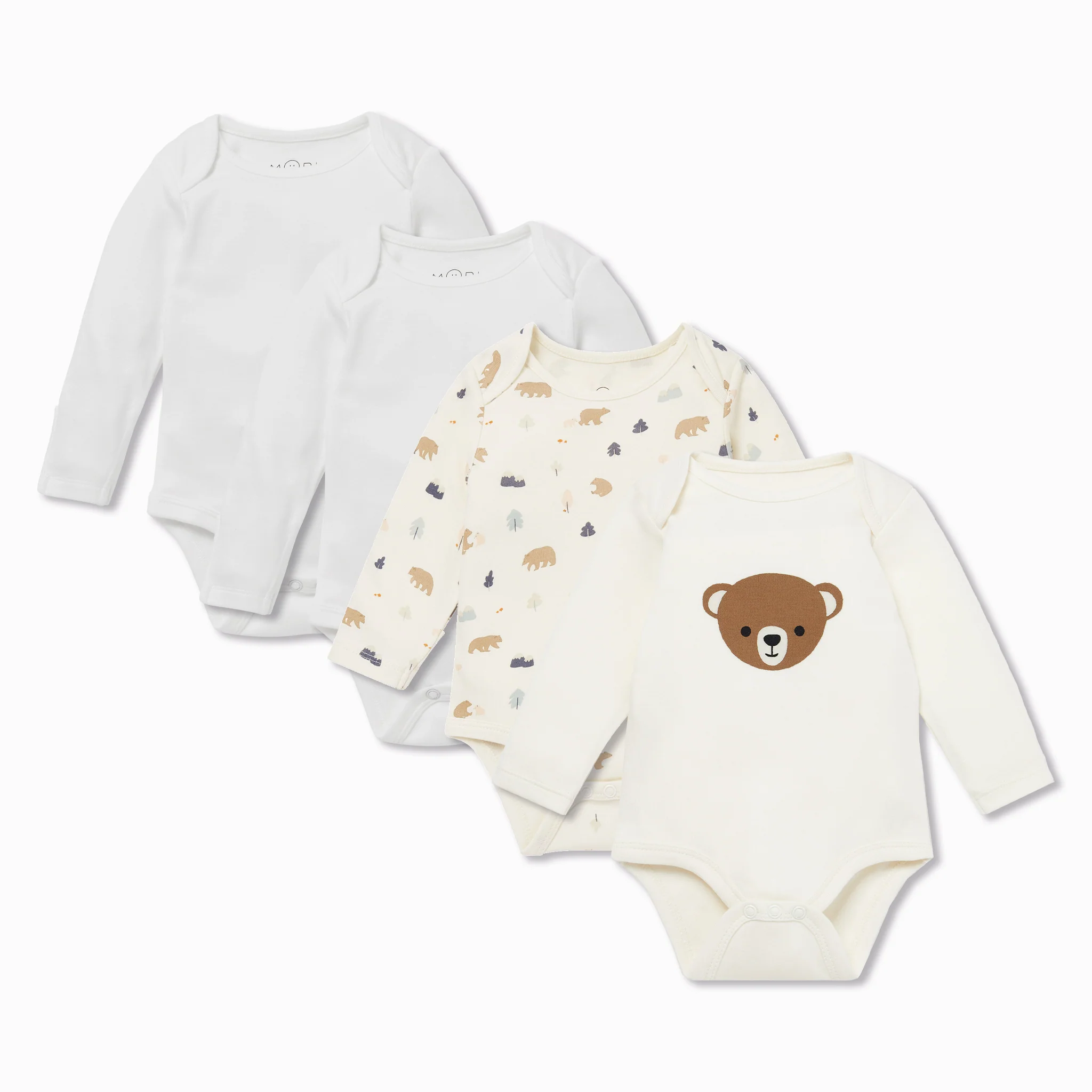 Bear Long Sleeve Bodysuit 4 Pack