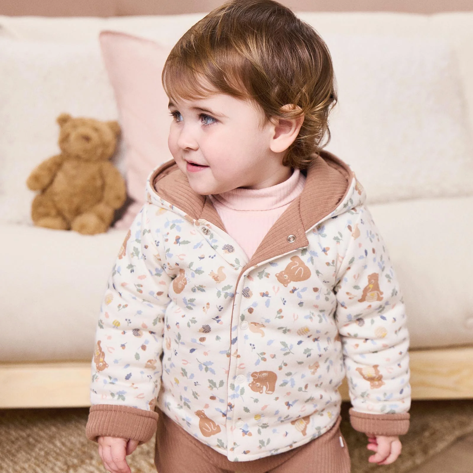 Bear Print Reversible Hooded Jacket - Image 3