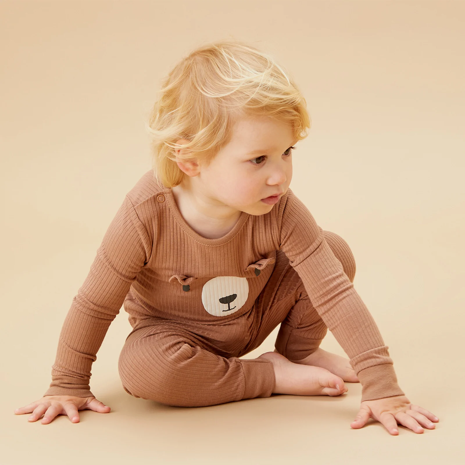 Bear Print & Ribbed Pyjamas 2 Pack - Image 2