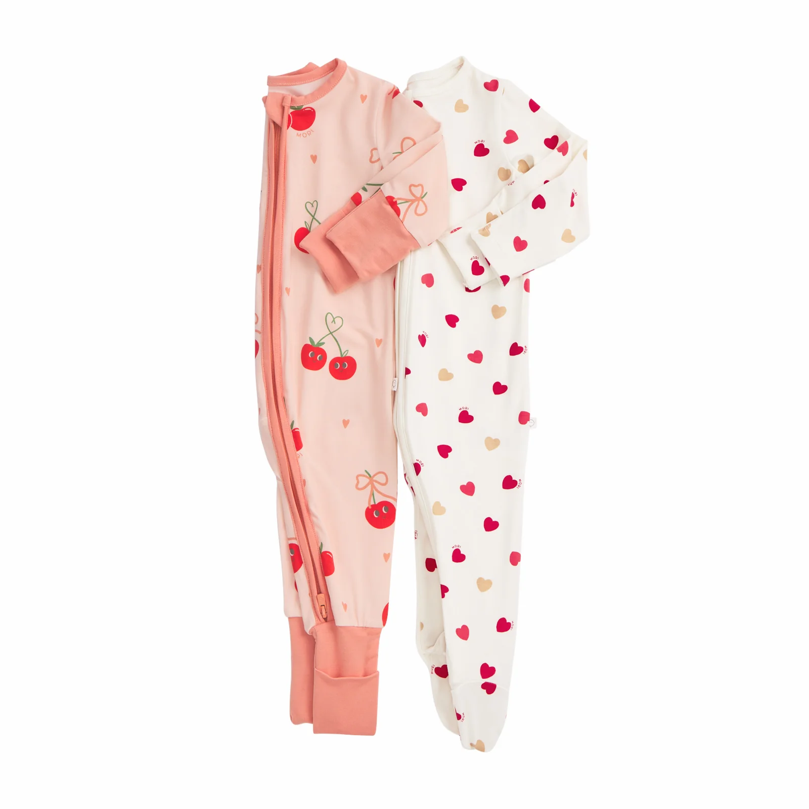 Berry Cherry & Love Heart Clever Zip Sleepsuit 2 Pack