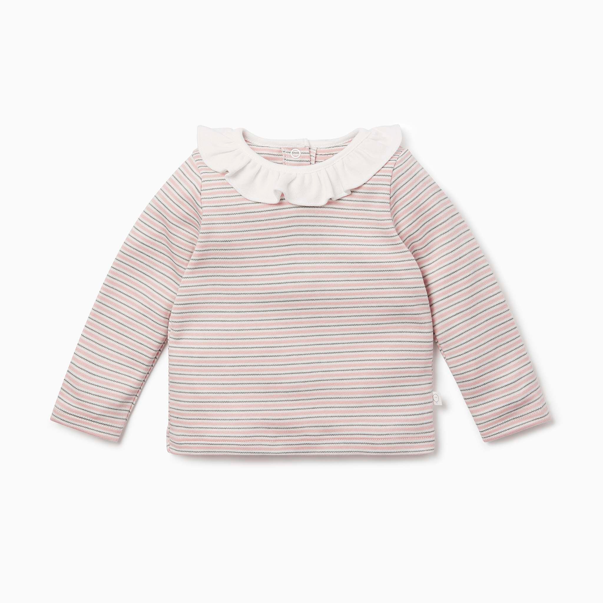 Blush & Khaki Stripe Ruffle T-Shirt & Leggings Set - Image 2