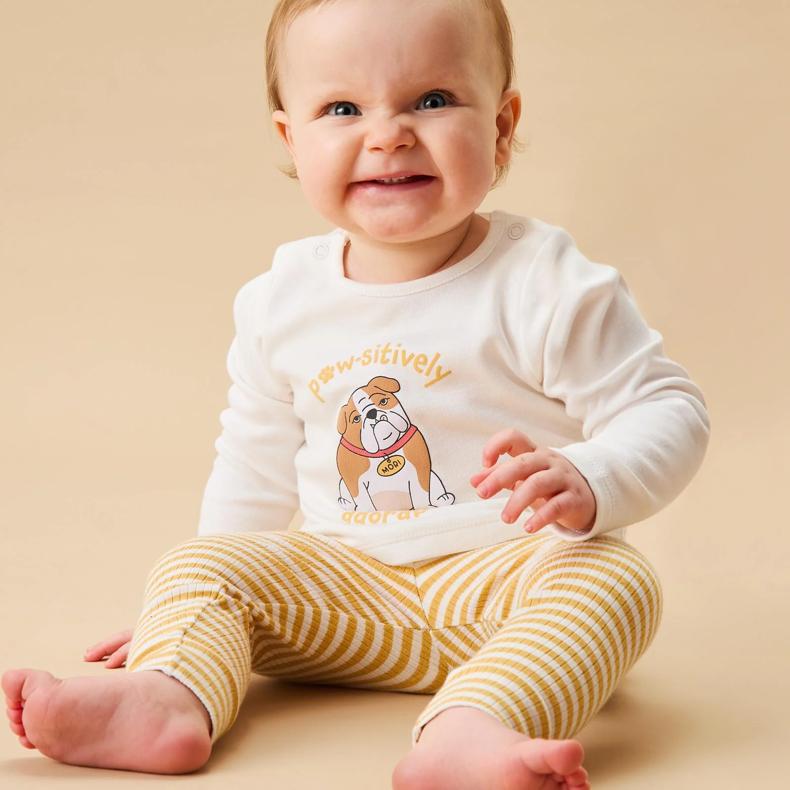Bulldog Long Sleeve Top & Ribbed Leggings Outfit
