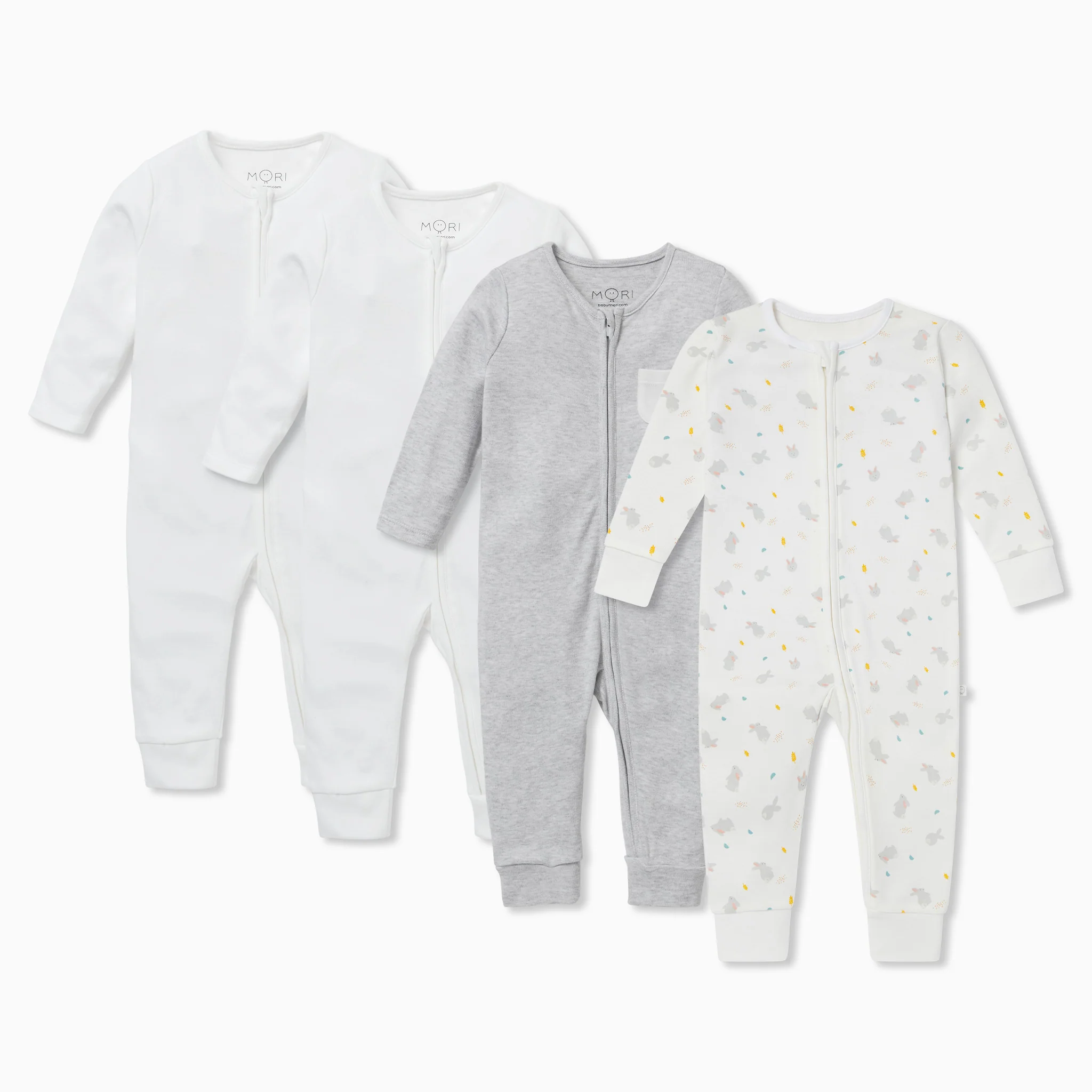 Bunny Printed Clever Zip Sleepsuit 4 Pack - Image 2