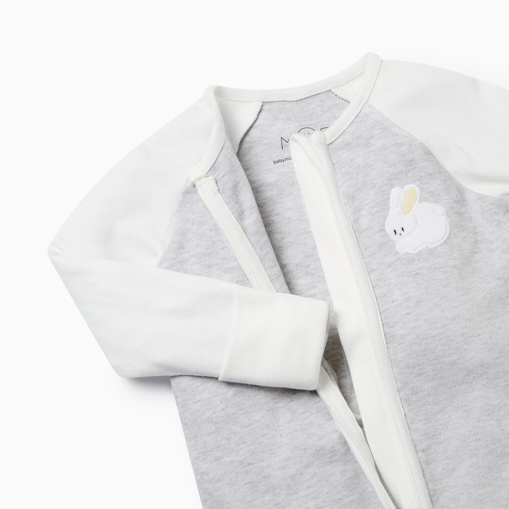 Bunny Raglan Zip-Up Sleepsuit - Image 3