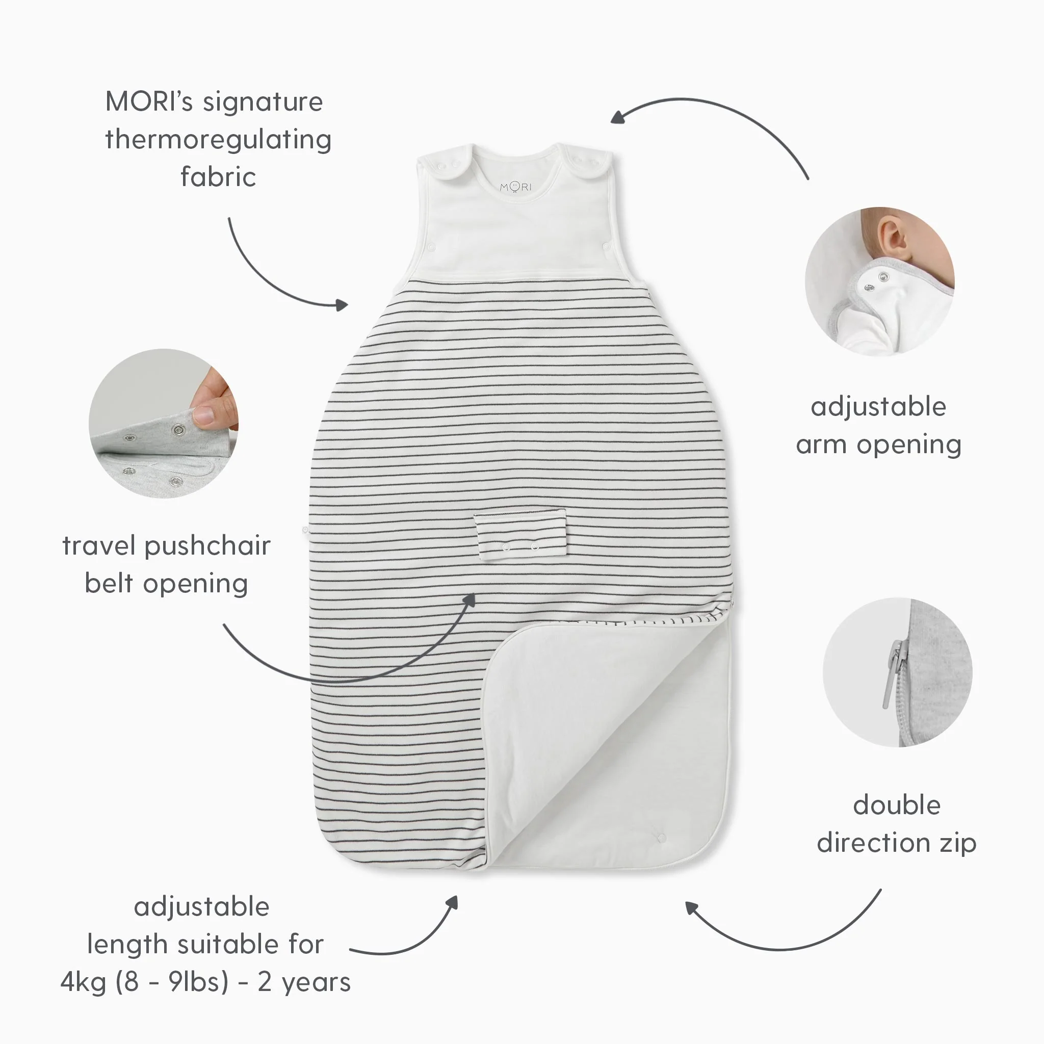 Caramel Stripe Clever Sleeping Bag 2.5 TOG - Image 2