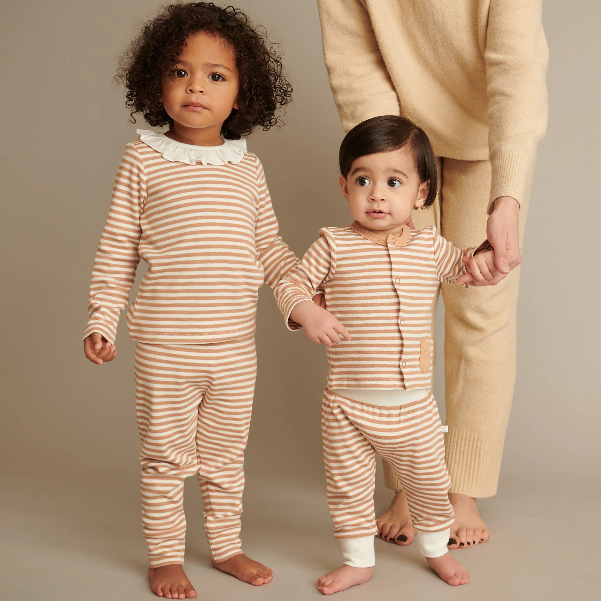 Caramel Stripe & Pebble Long Sleeve T-Shirt and Leggings Set - Image 3