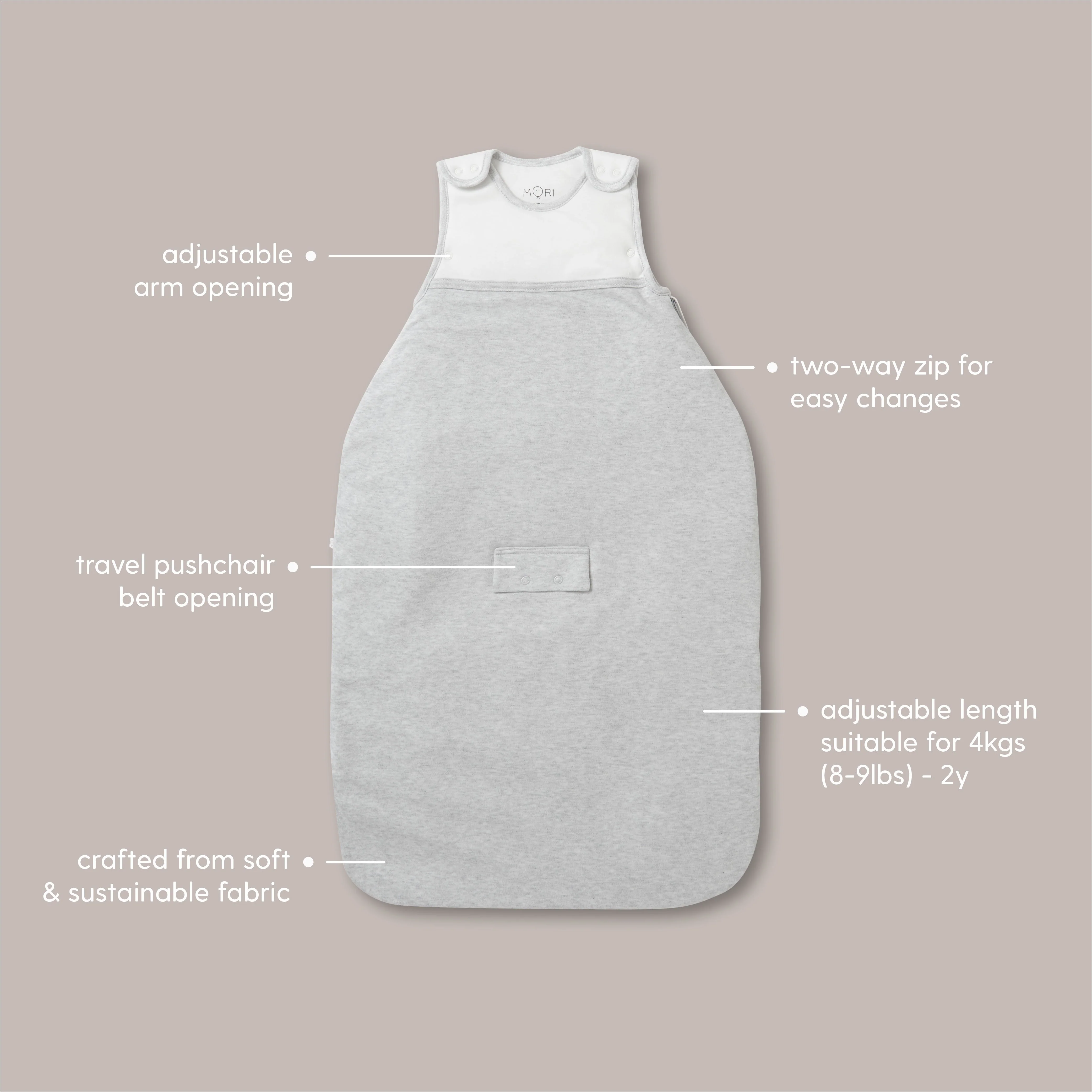 Clever Winter Sleeping Bag 2.5 TOG - Grey Stripe - Image 5