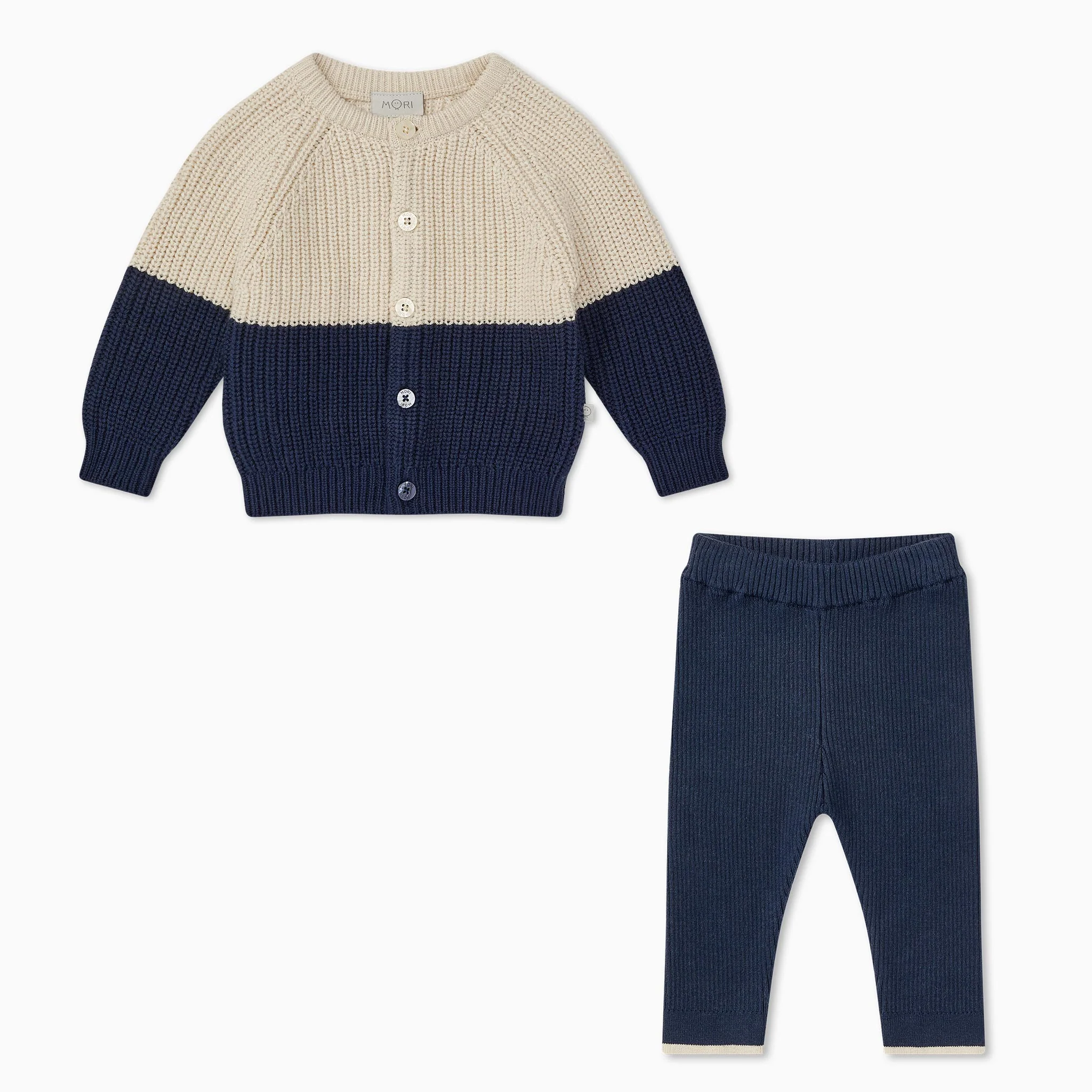 Colourblock Cardigan & Knitted Leggings Outfit - Image 2