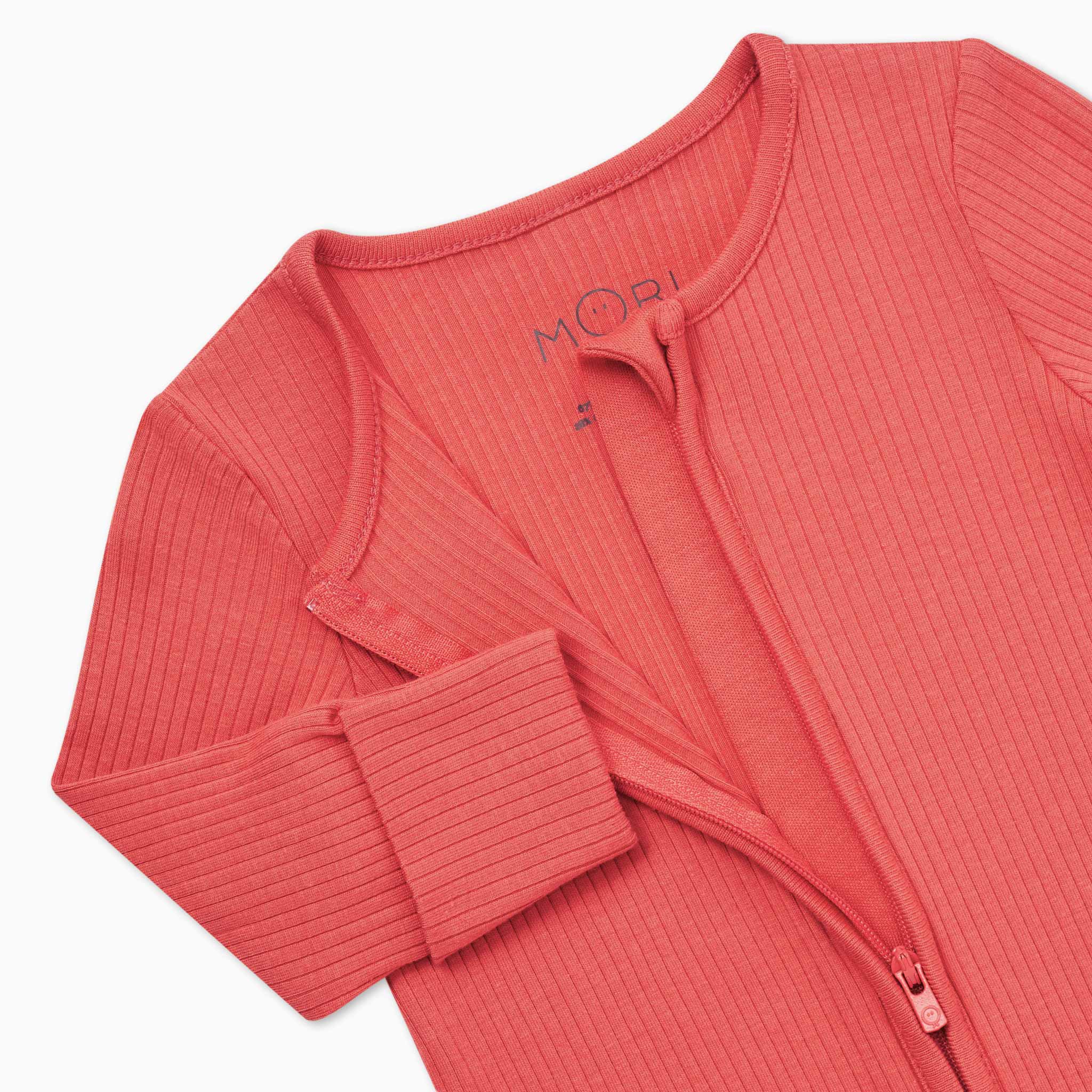 Coral Ribbed Clever Zip Sleepsuit - Image 4