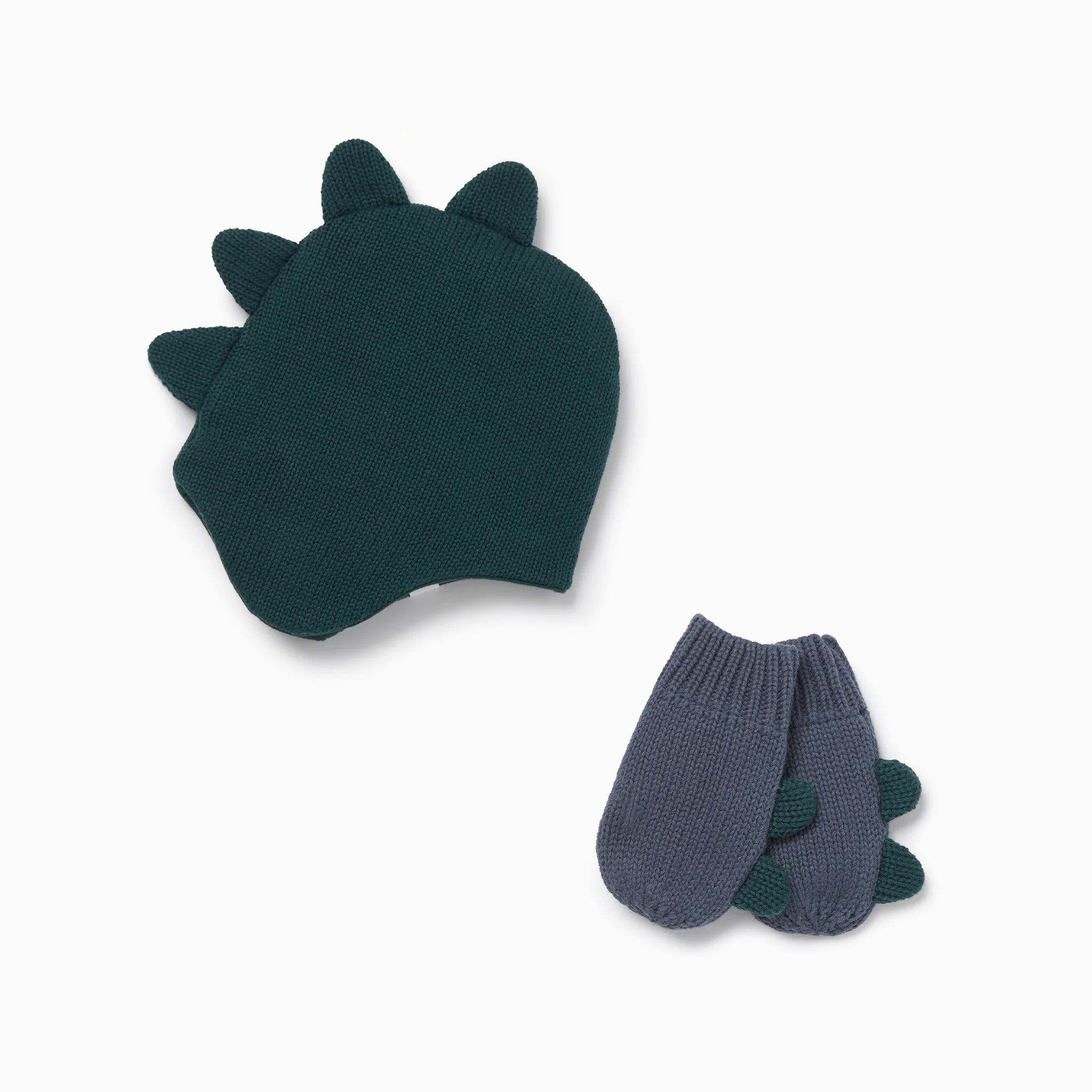Dino Knitted Trapper Hat & Mittens Set - Image 2