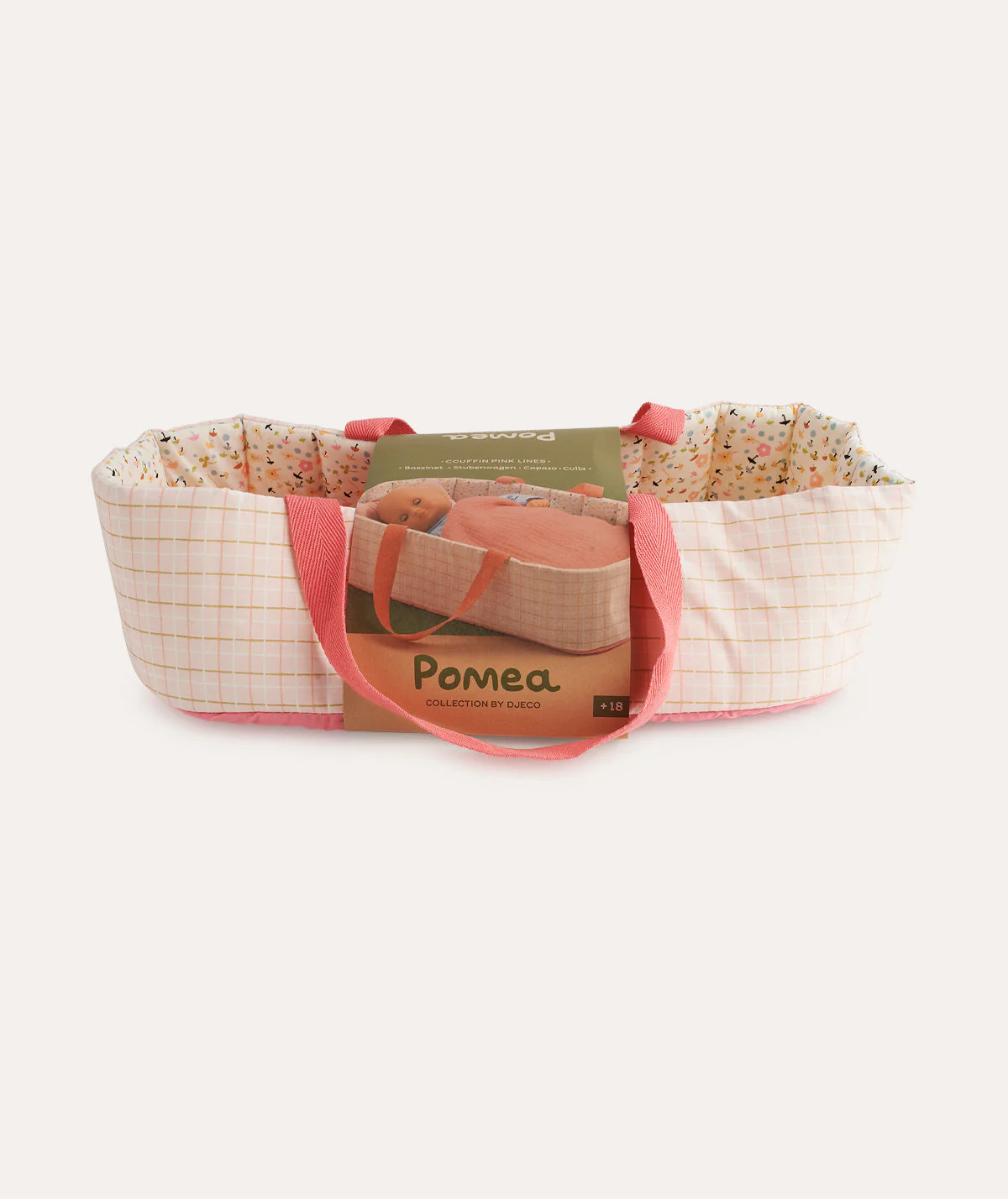 Djeco Baby Doll Bassinet Pink Stripes - Image 4
