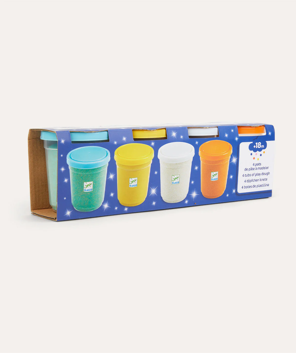 Djeco Glittery Play Dough 4 Pots - Image 4