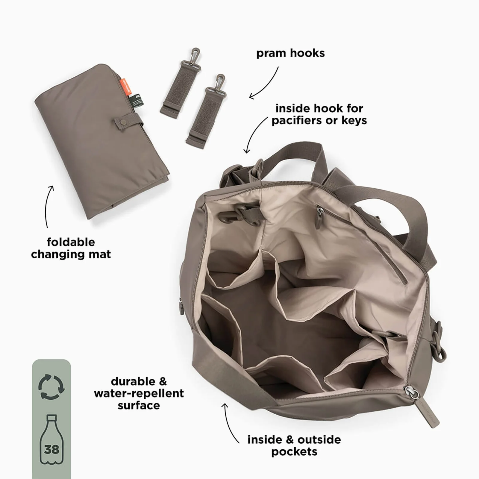 Done By Deer Changing Backpack - Taupe - Image 3