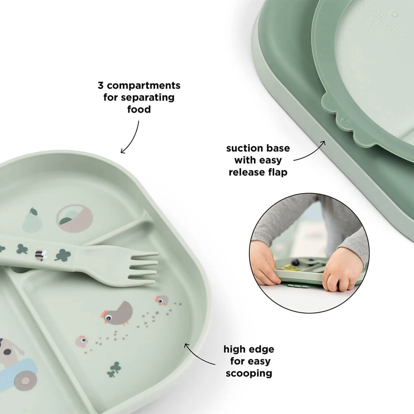 Done By Deer Foodie Dinner Set with suction Tiny Farm Green - Image 4