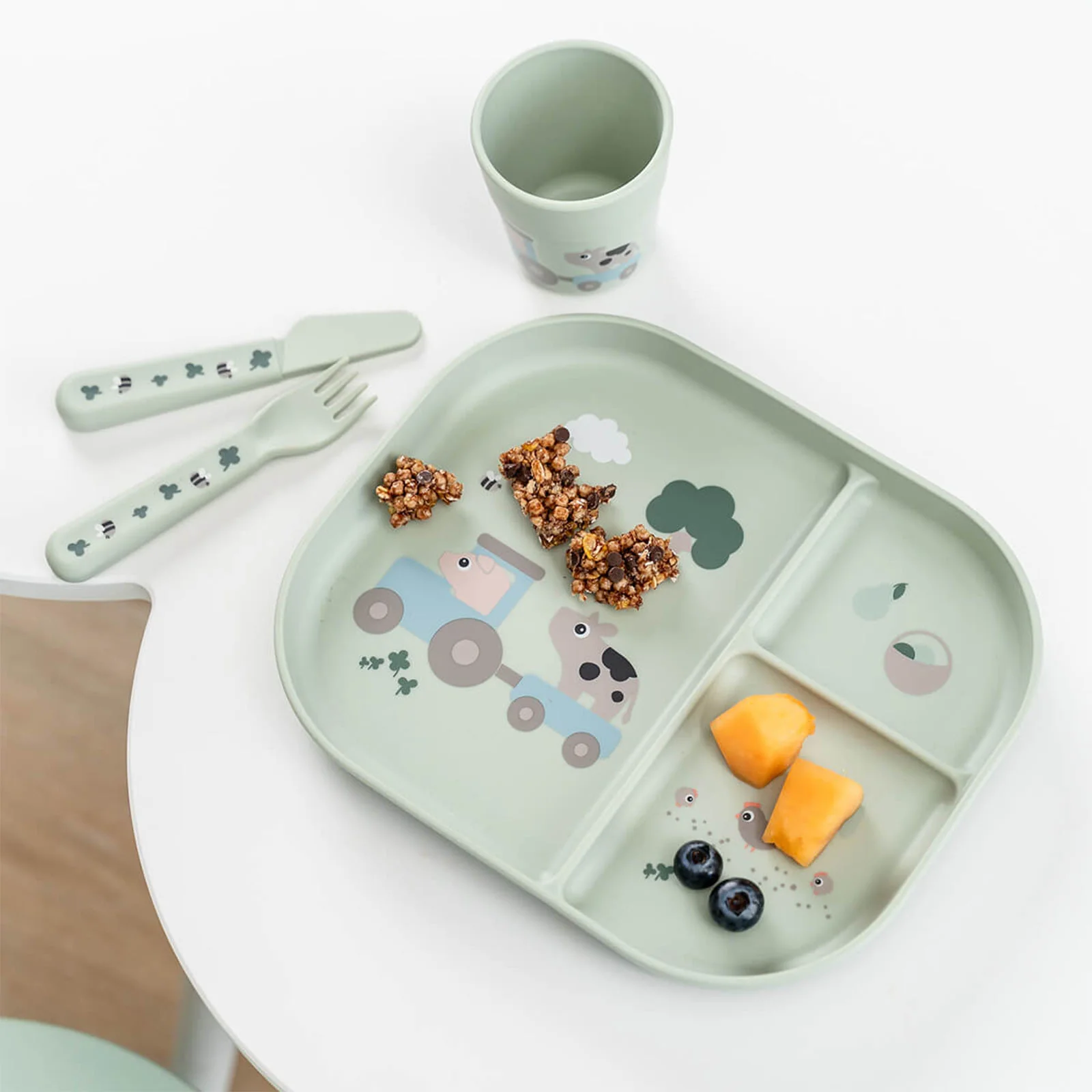 Done By Deer Foodie Dinner Set with suction Tiny Farm Green - Image 5