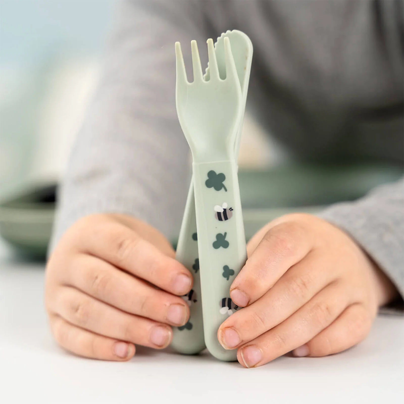 Done By Deer Foodie Dinner Set with suction Tiny Farm Green - Image 8