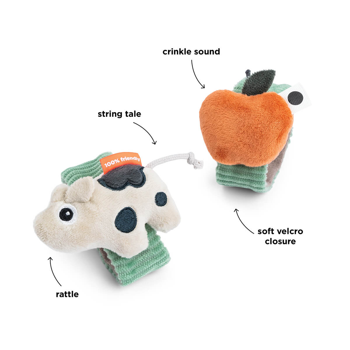 Done By Deer Wrist rattle set 2pack Dotti Green - Image 3