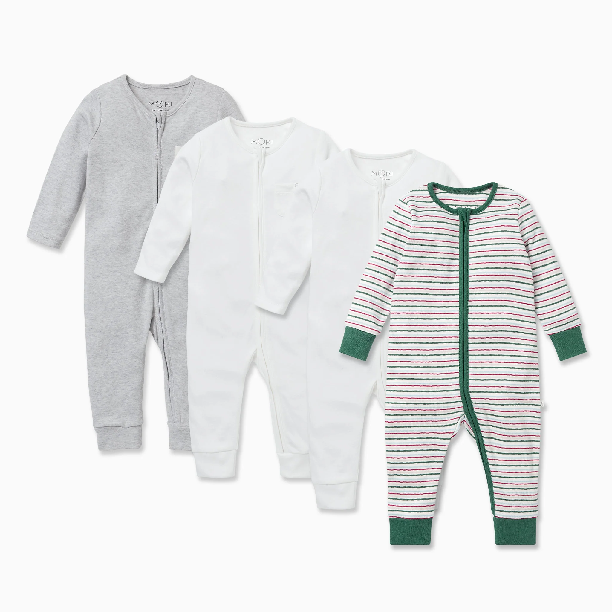 Festive Zip-Up Sleepsuit 4 Pack - Image 2