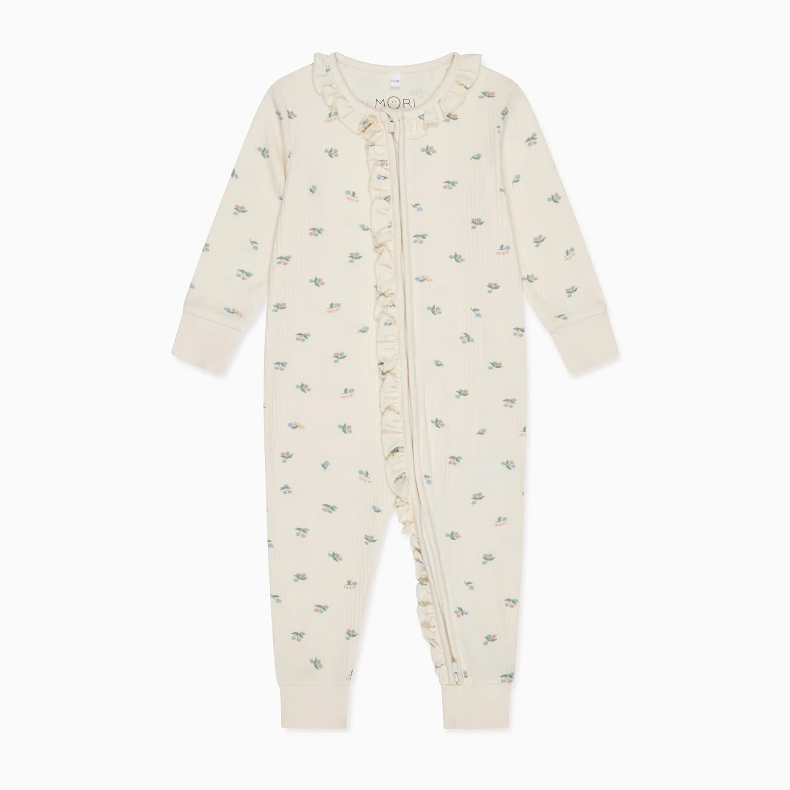 Floral Frilled Ribbed Clever Zip Sleepsuit - Image 5