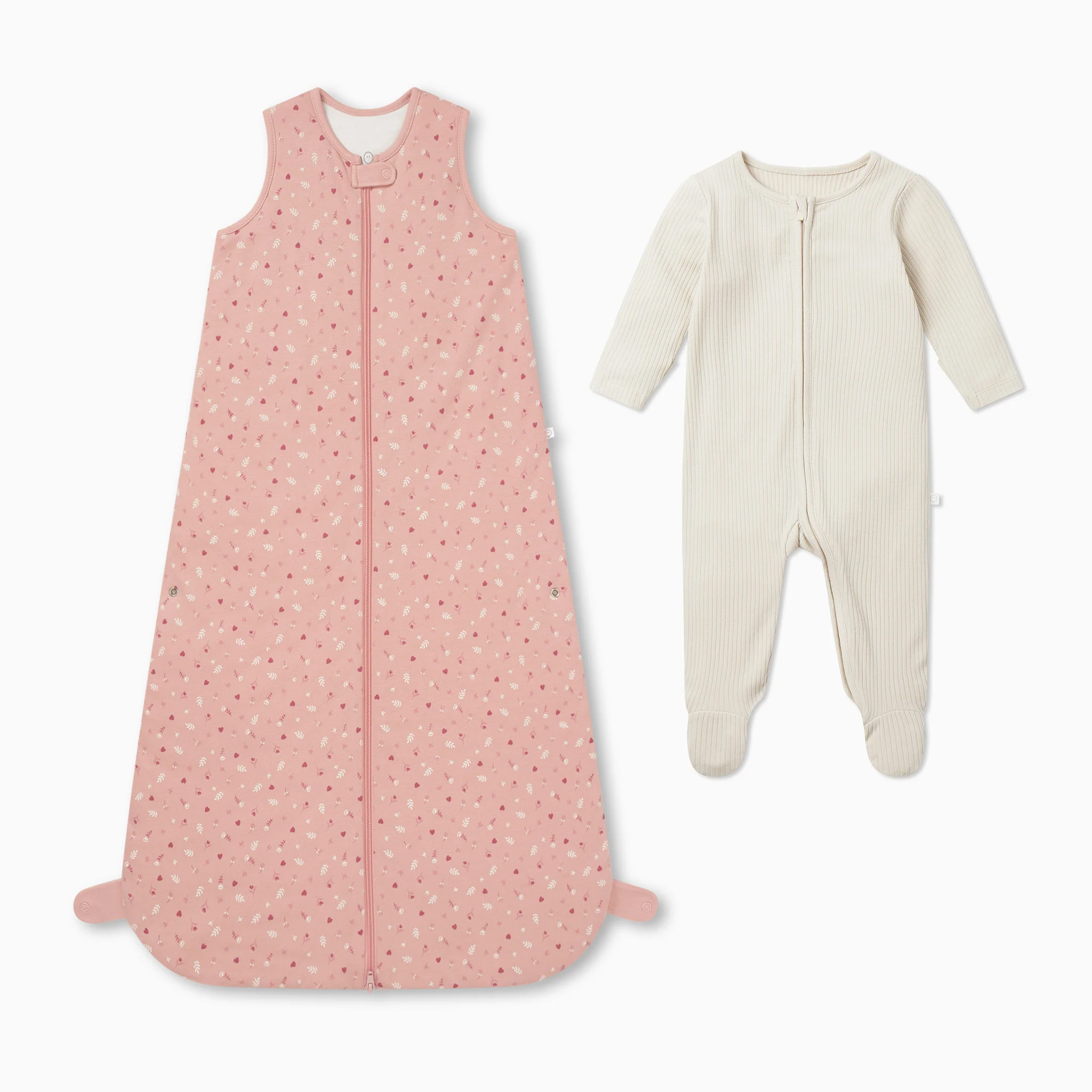 Floral & Plain Front Opening Bedtime Set 1.5 TOG - Image 2