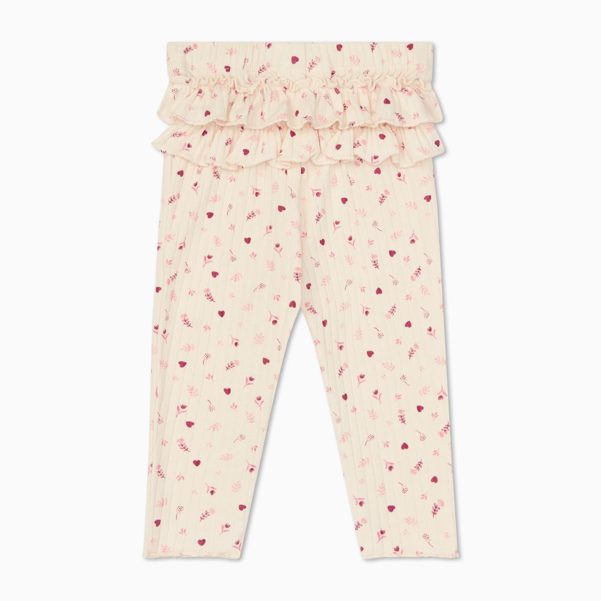 Floral Frilled Ribbed Leggings - Image 3