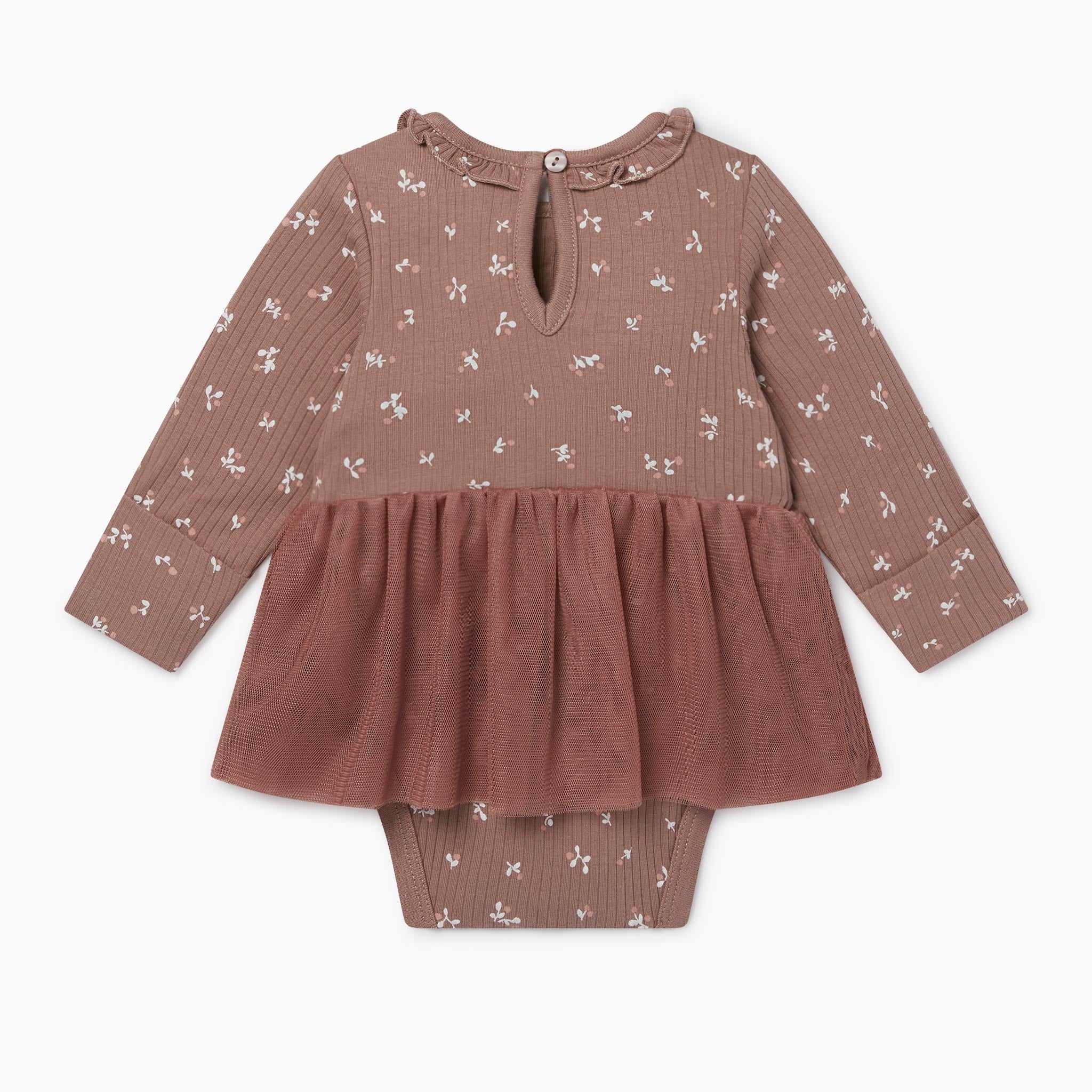 Floral Ribbed Tutu Long-Sleeve Bodysuit - Image 3