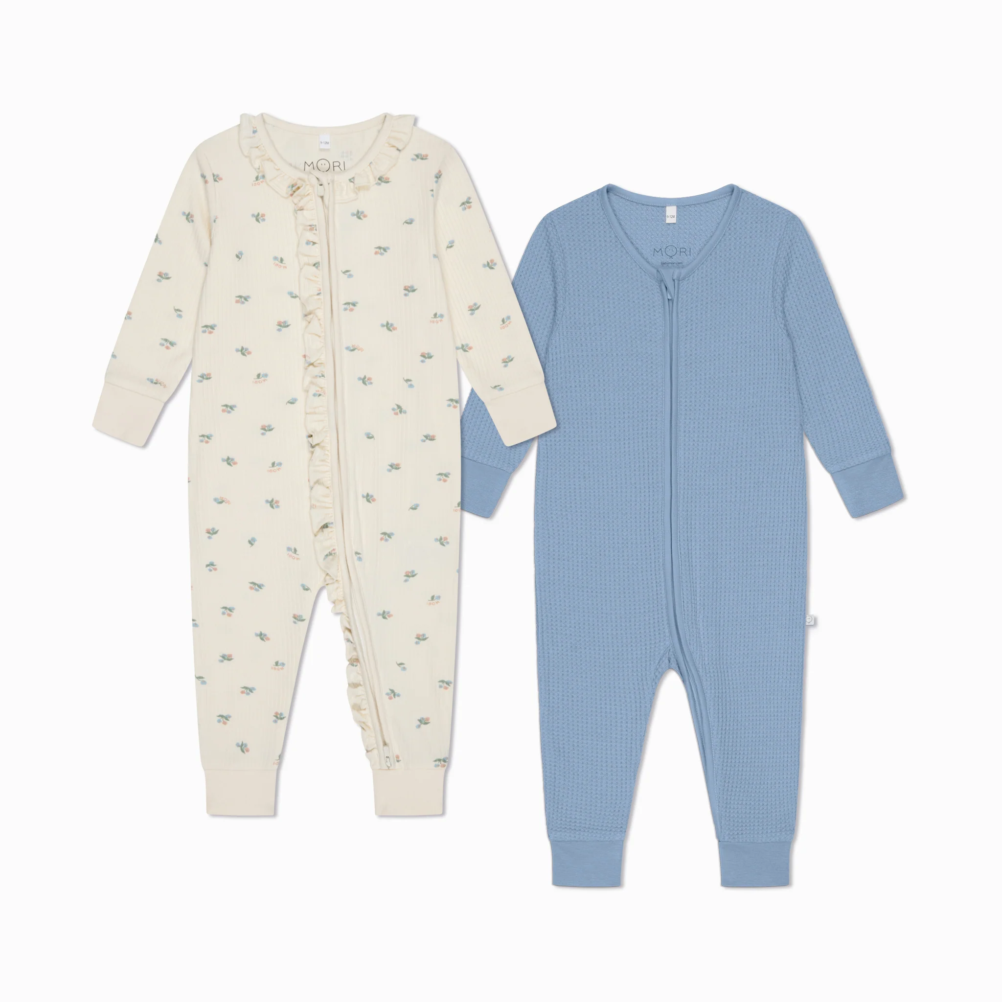 Floral Ribbed & Waffle Clever Zip Sleepsuit 2 Pack - Image 6