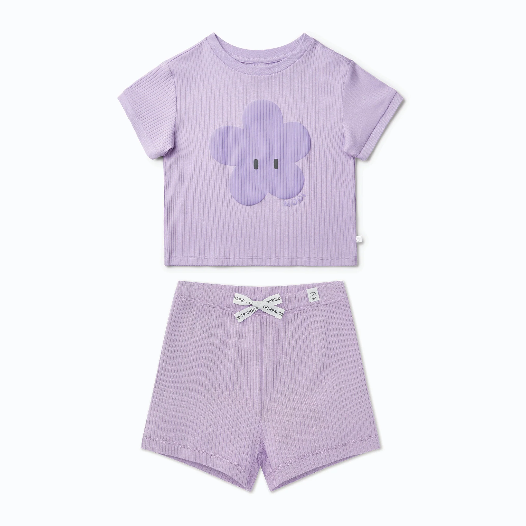 Flower Ribbed Short Sleeve T-Shirt & Shorts Outfit - Image 6
