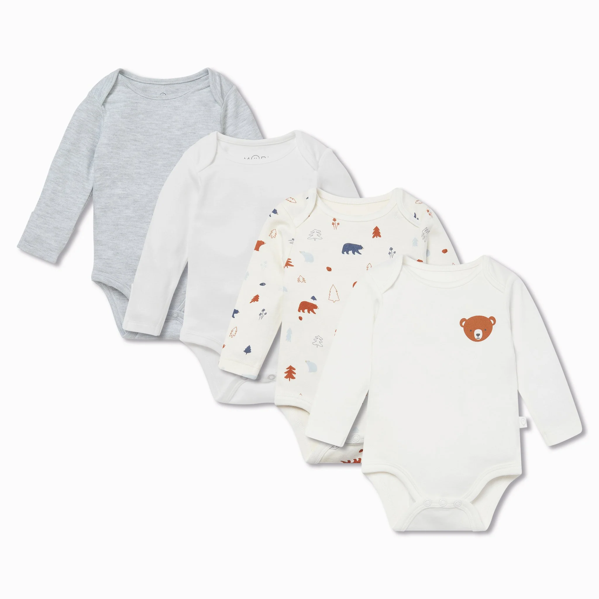 Forest Bear Long Sleeve Bodysuit 4 Pack