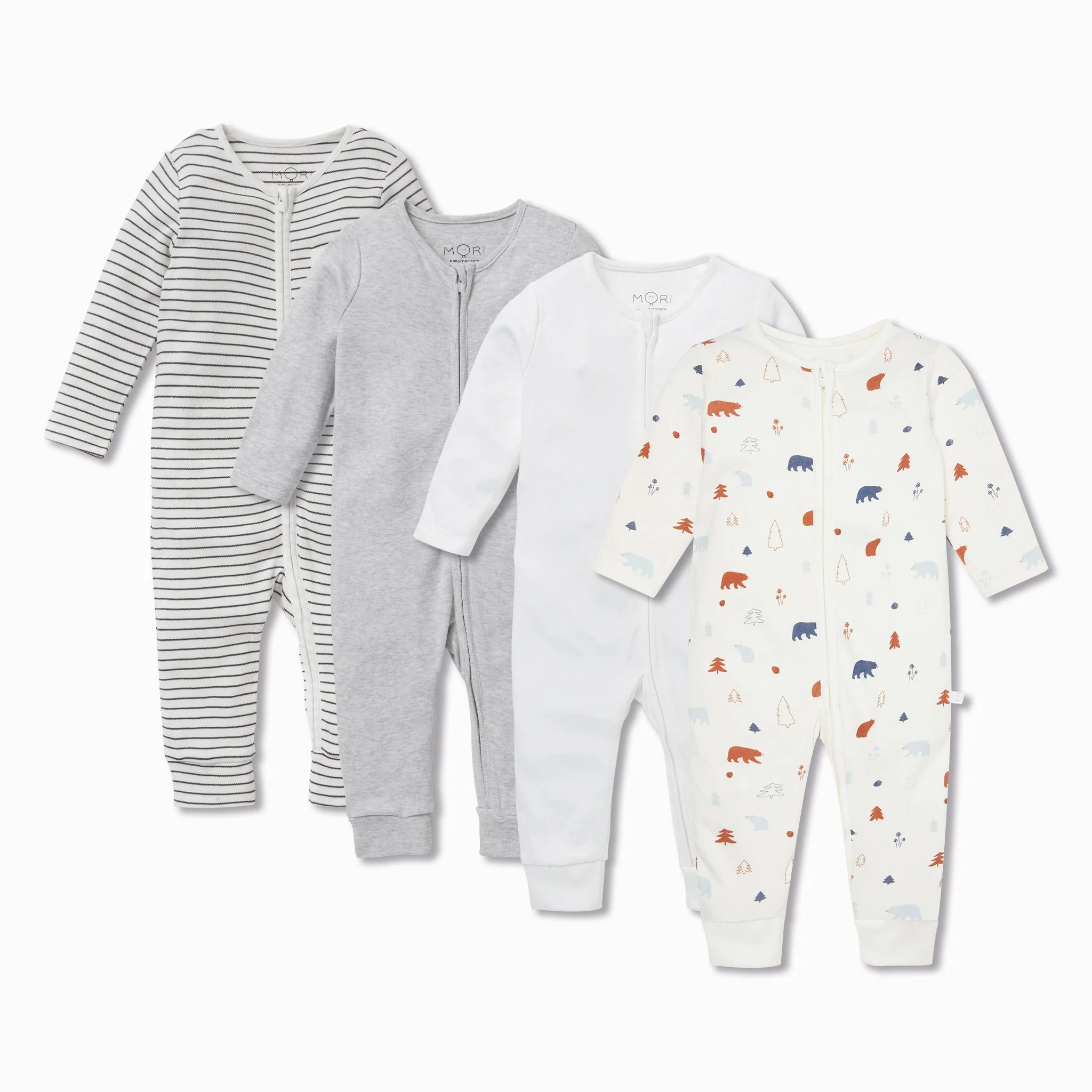 Forest Bear Zip Sleepsuit 4 Pack - Image 2