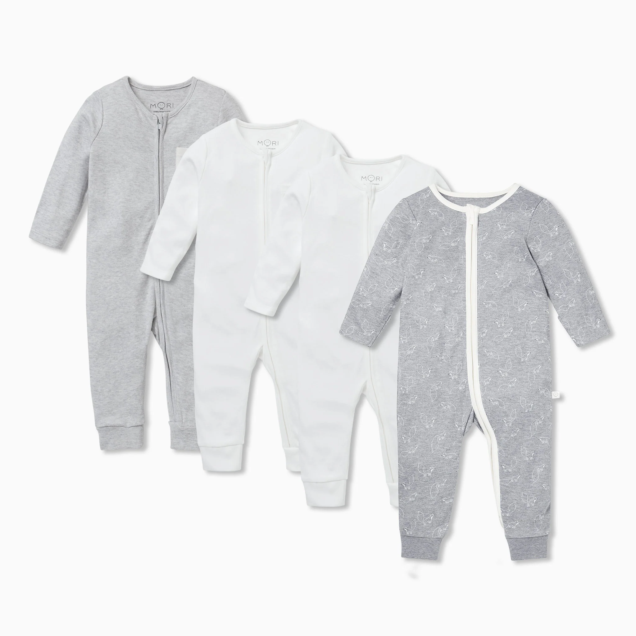 Fox Zip-Up Sleepsuit 4 Pack - Image 3