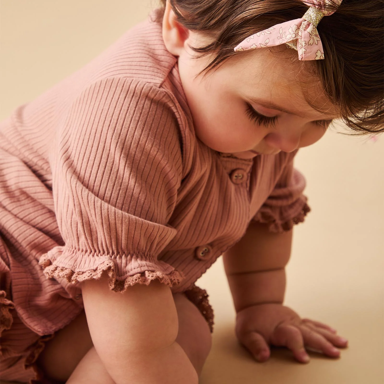 Frilled Ribbed Cardigan & Shorts Outfit