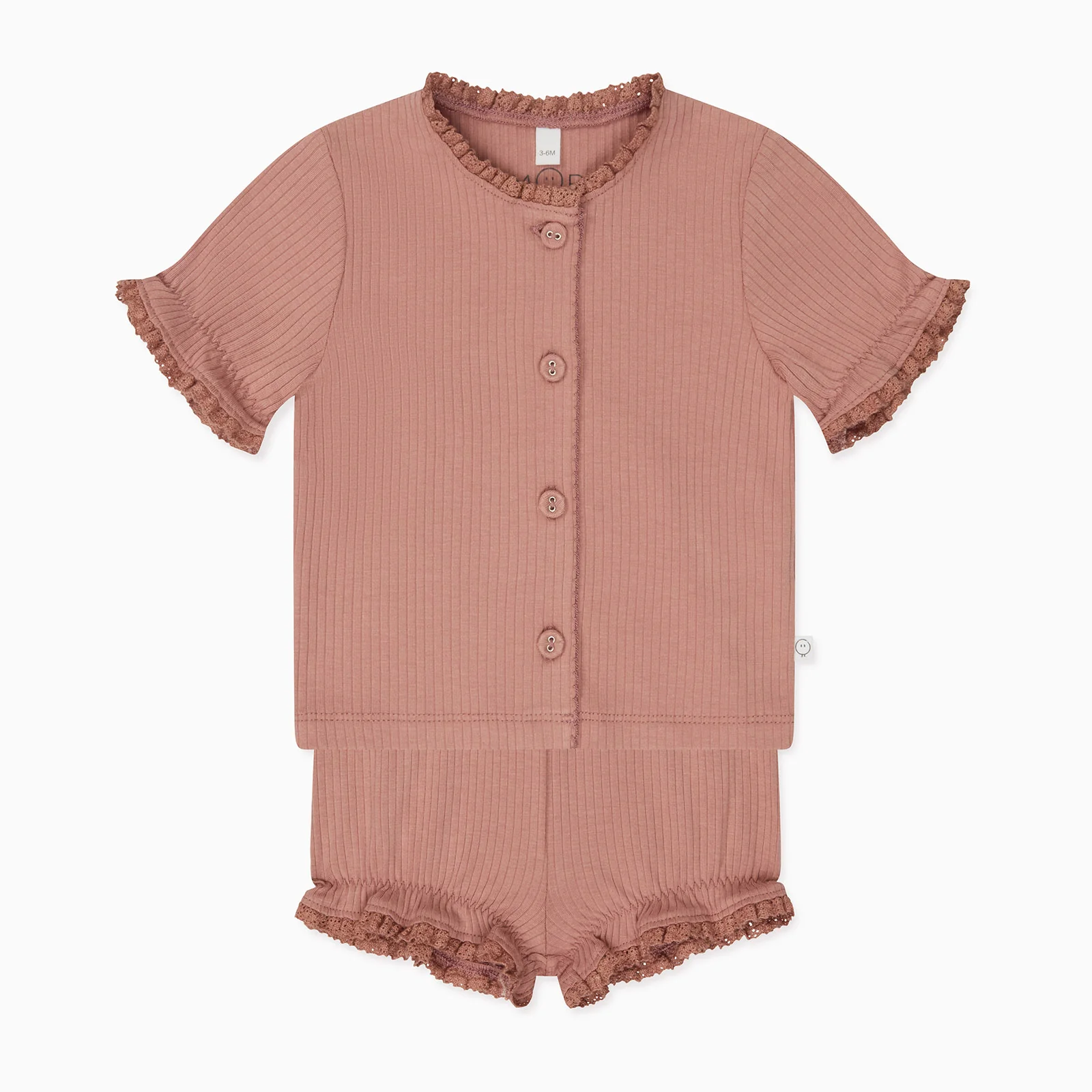 Frilled Ribbed Cardigan & Shorts Outfit - Image 4