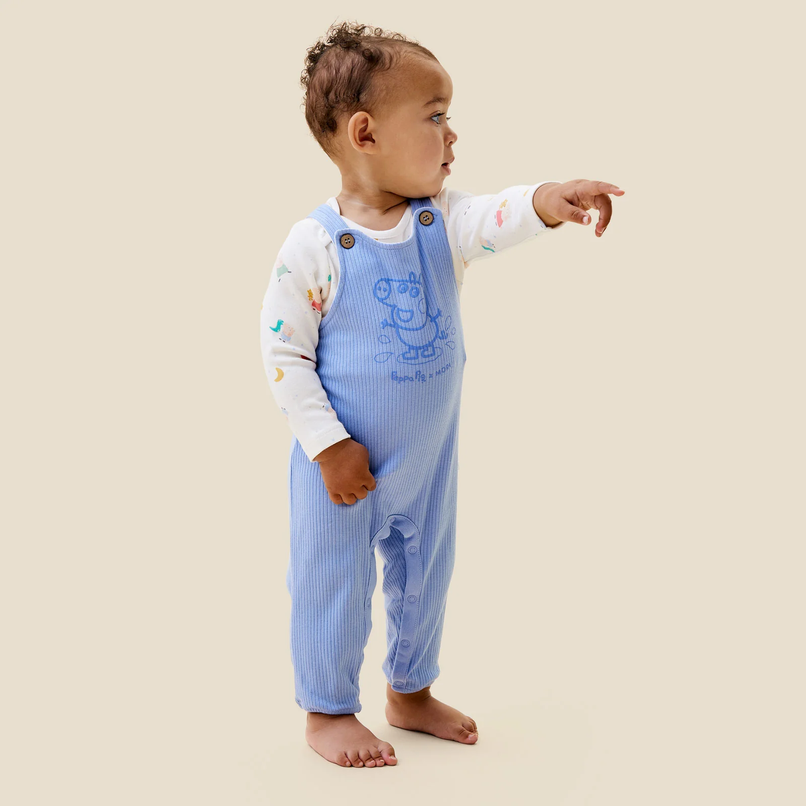 George Pig Ribbed Dungarees - Image 2