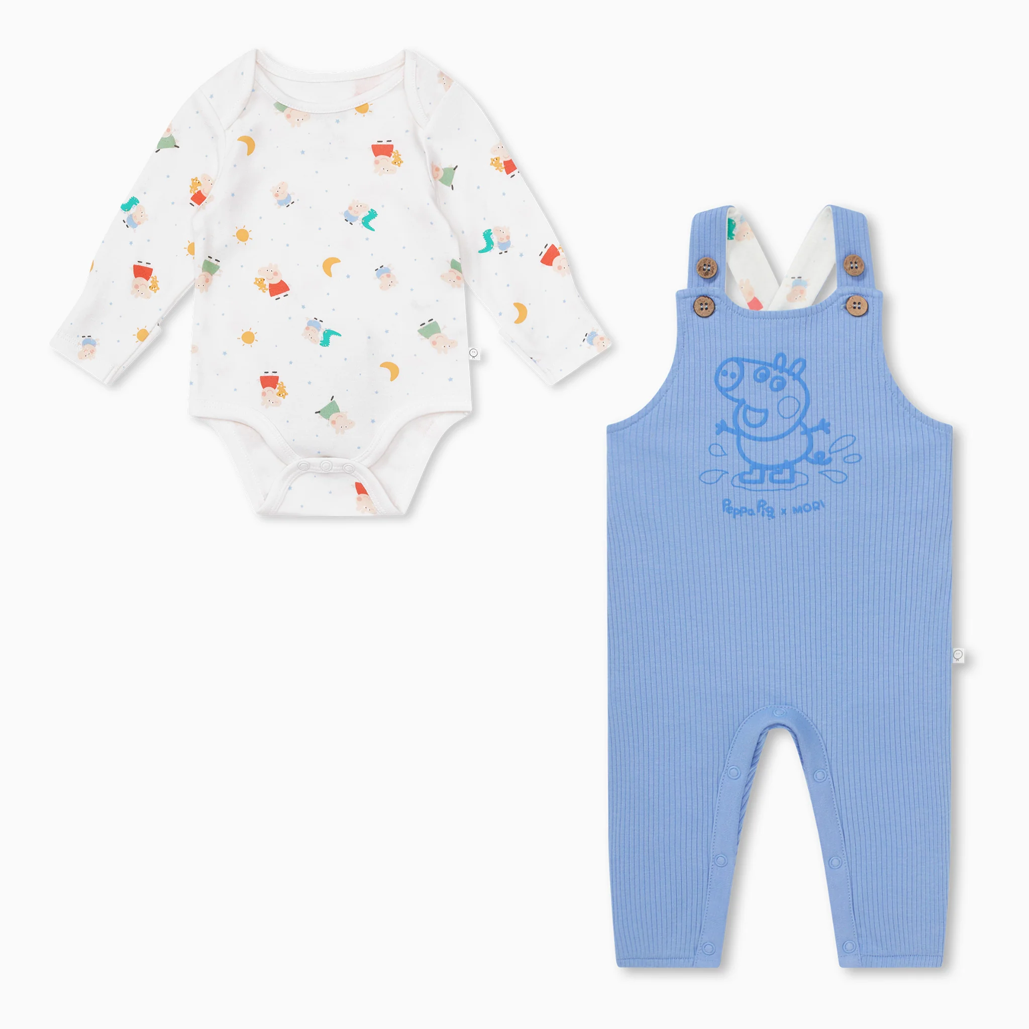George Pig Ribbed Dungarees & bodysuit Outfit - Image 2