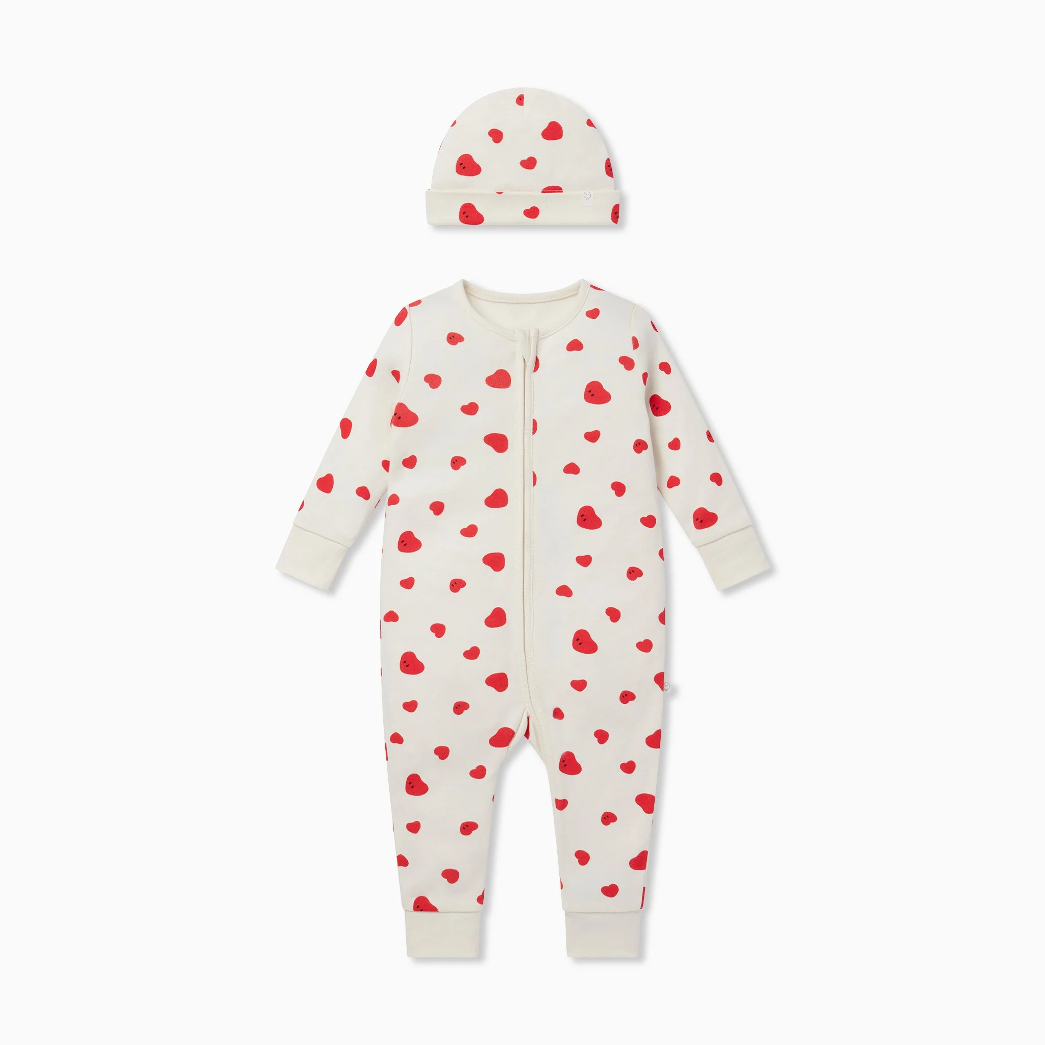 Hearts Clever Zip Sleepsuit & Hat Set - Image 3
