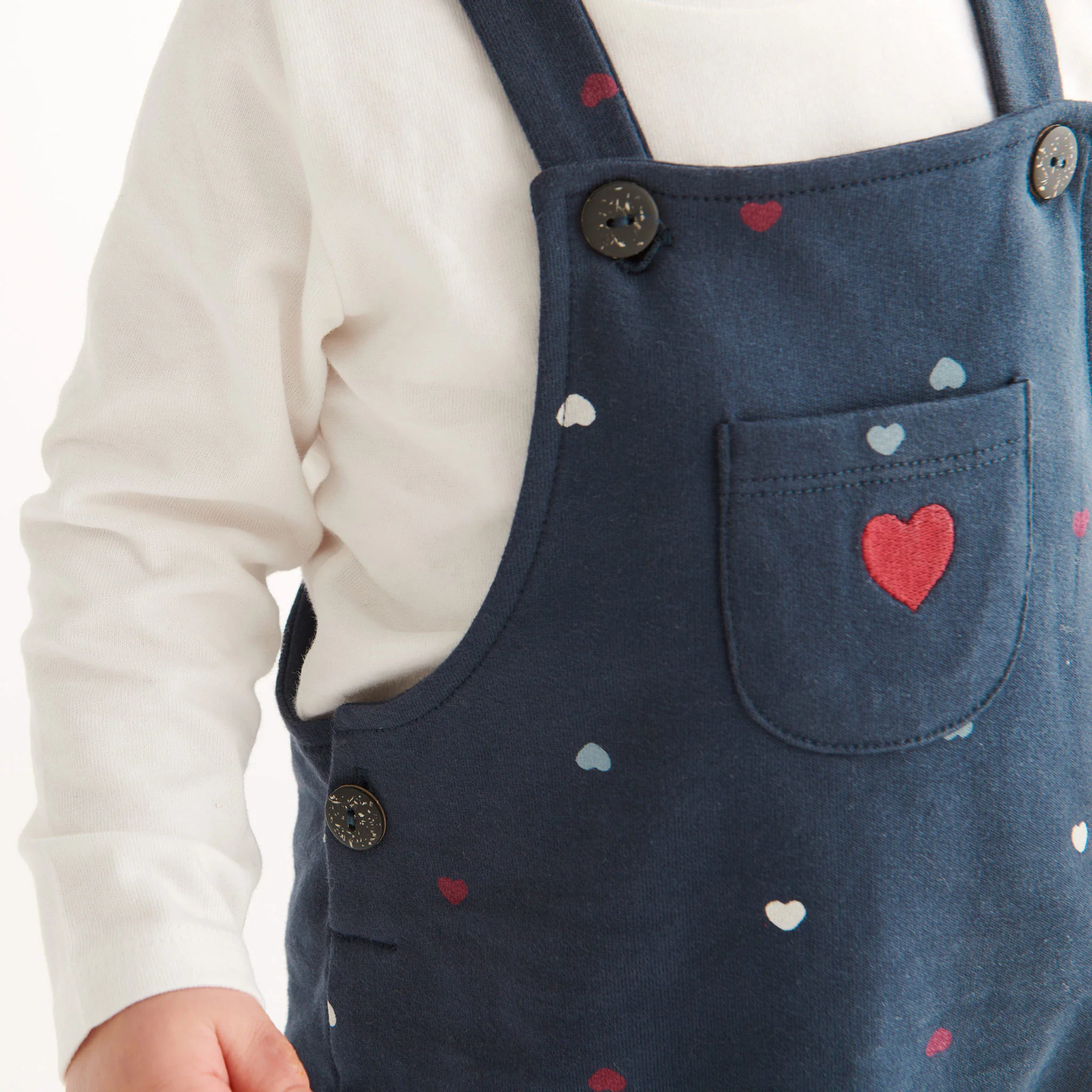 Hearts Dungarees & Love Long Sleeve T-Shirt Outfit - Image 2
