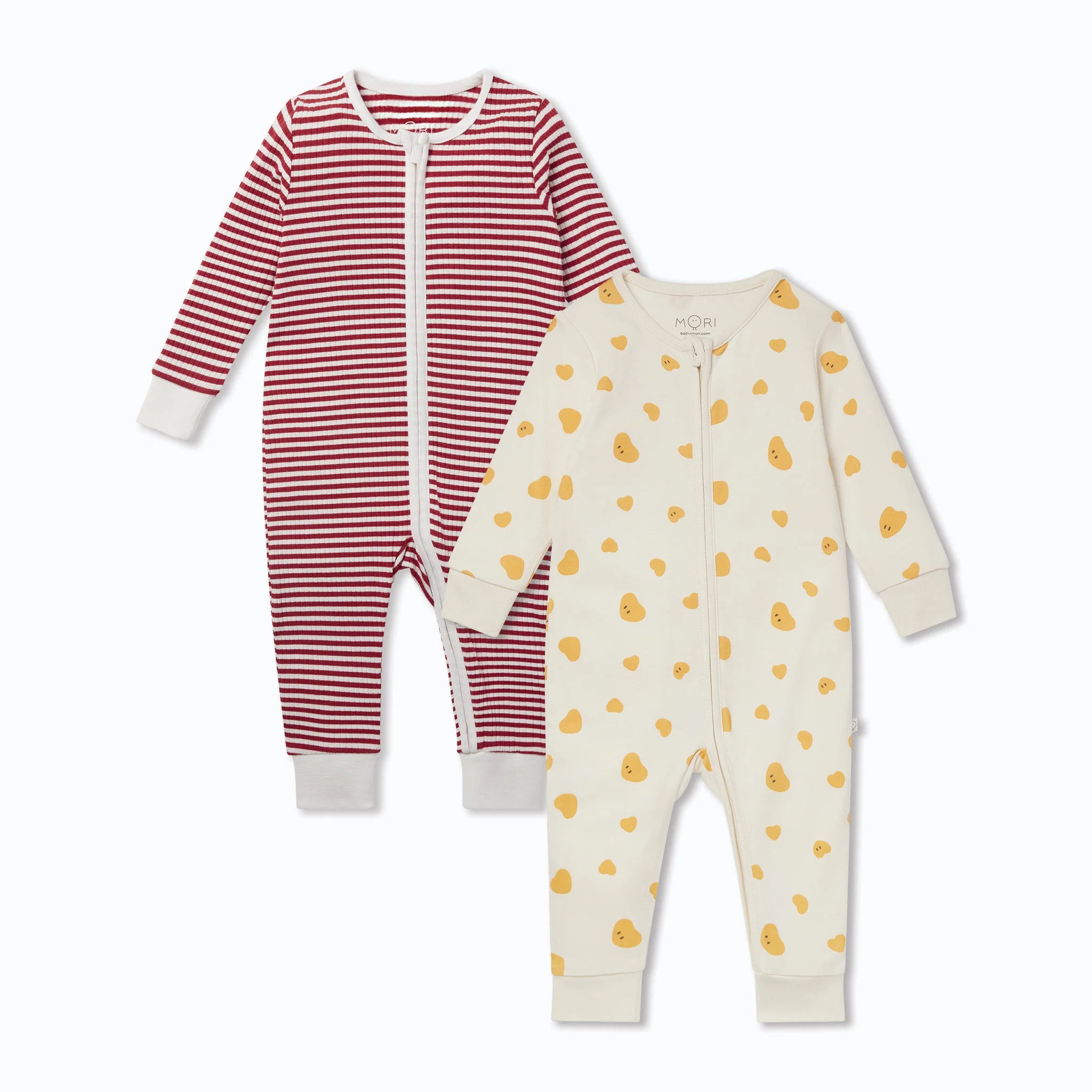 Hearts & Stripes Zip-Up Sleepsuit 2 Pack - Image 2