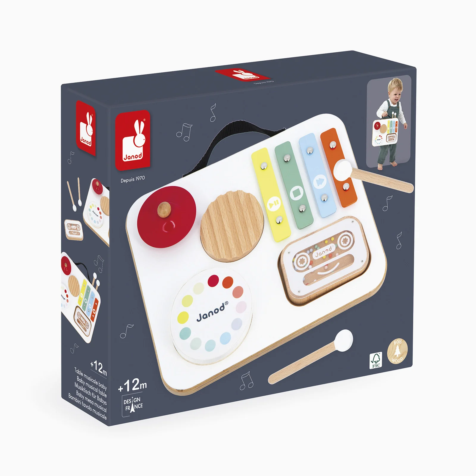Janod Baby Musical Table - Confetti - Image 6