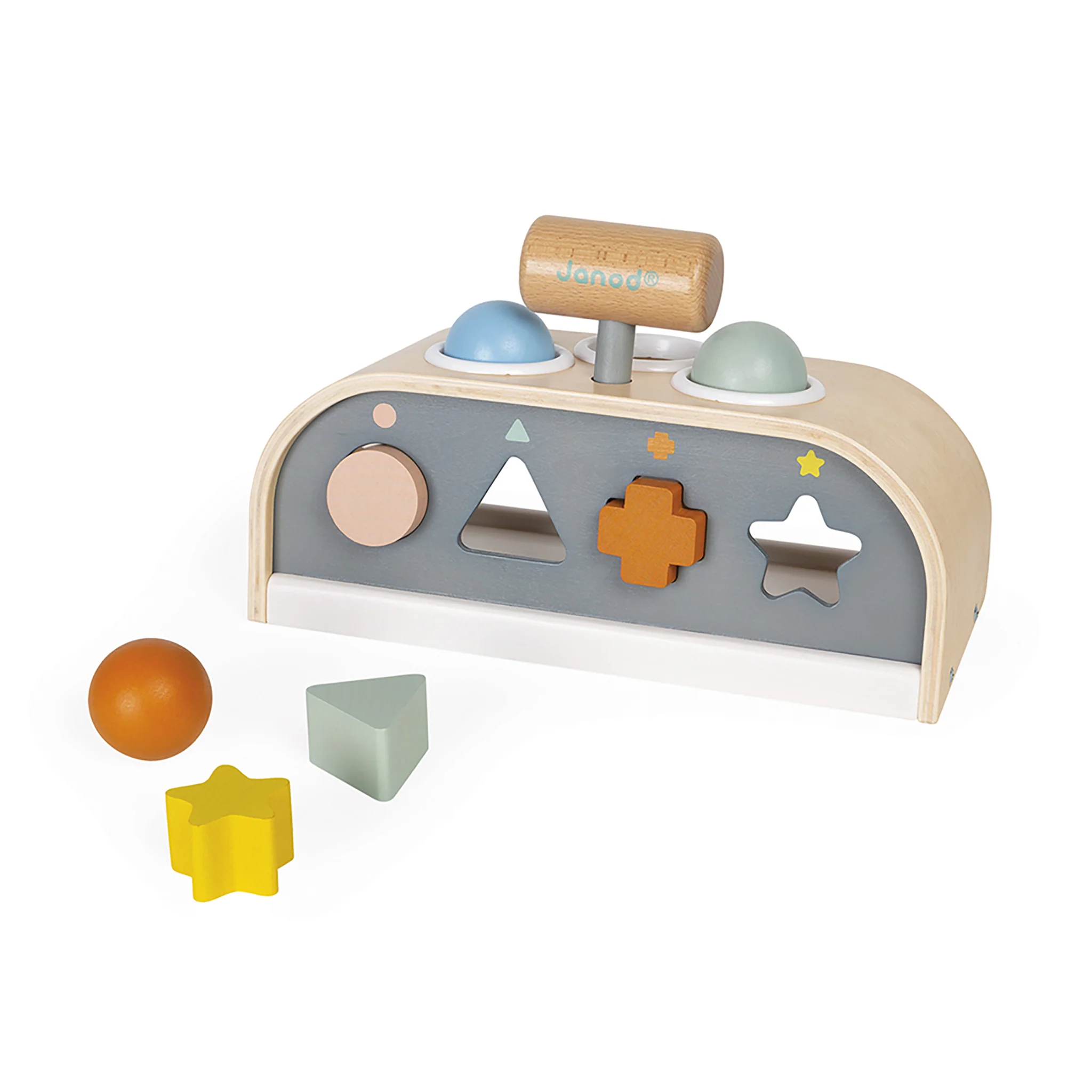 Janod Sweet Cocoon Wooden TapTap & Shape Sorter - Image 4