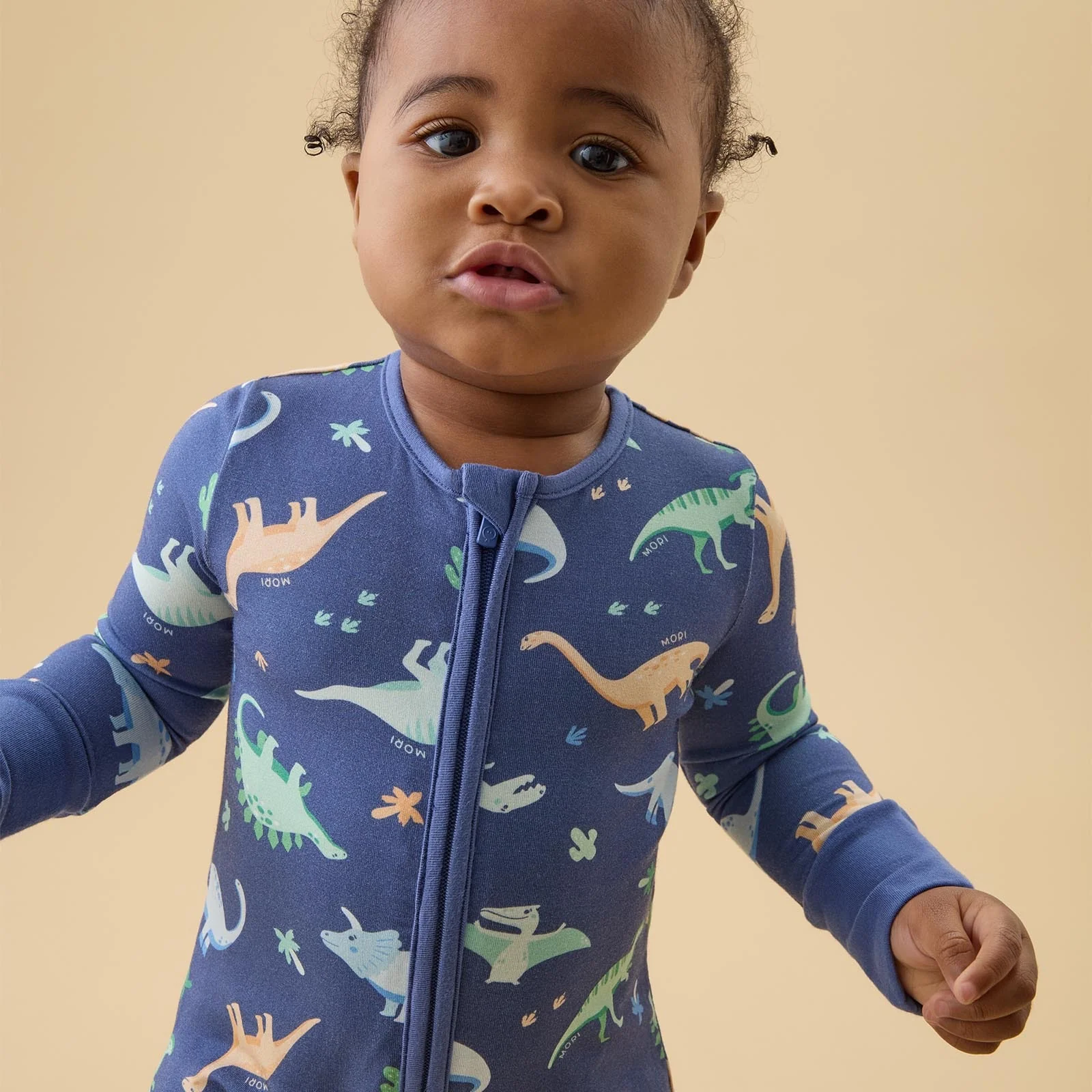 Dinosaur Nights Clever Zip Sleepsuit - Blue - Image 2