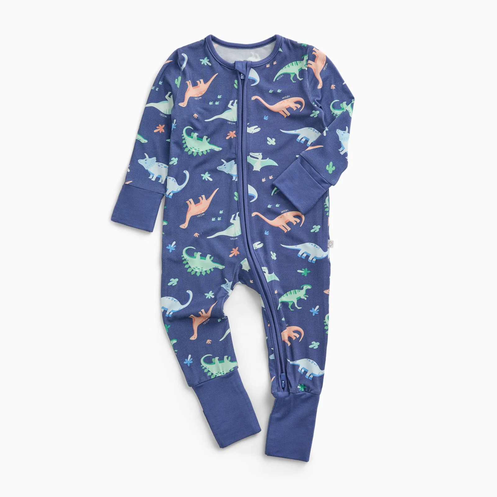 Dinosaur Nights Clever Zip Sleepsuit - Blue - Image 3